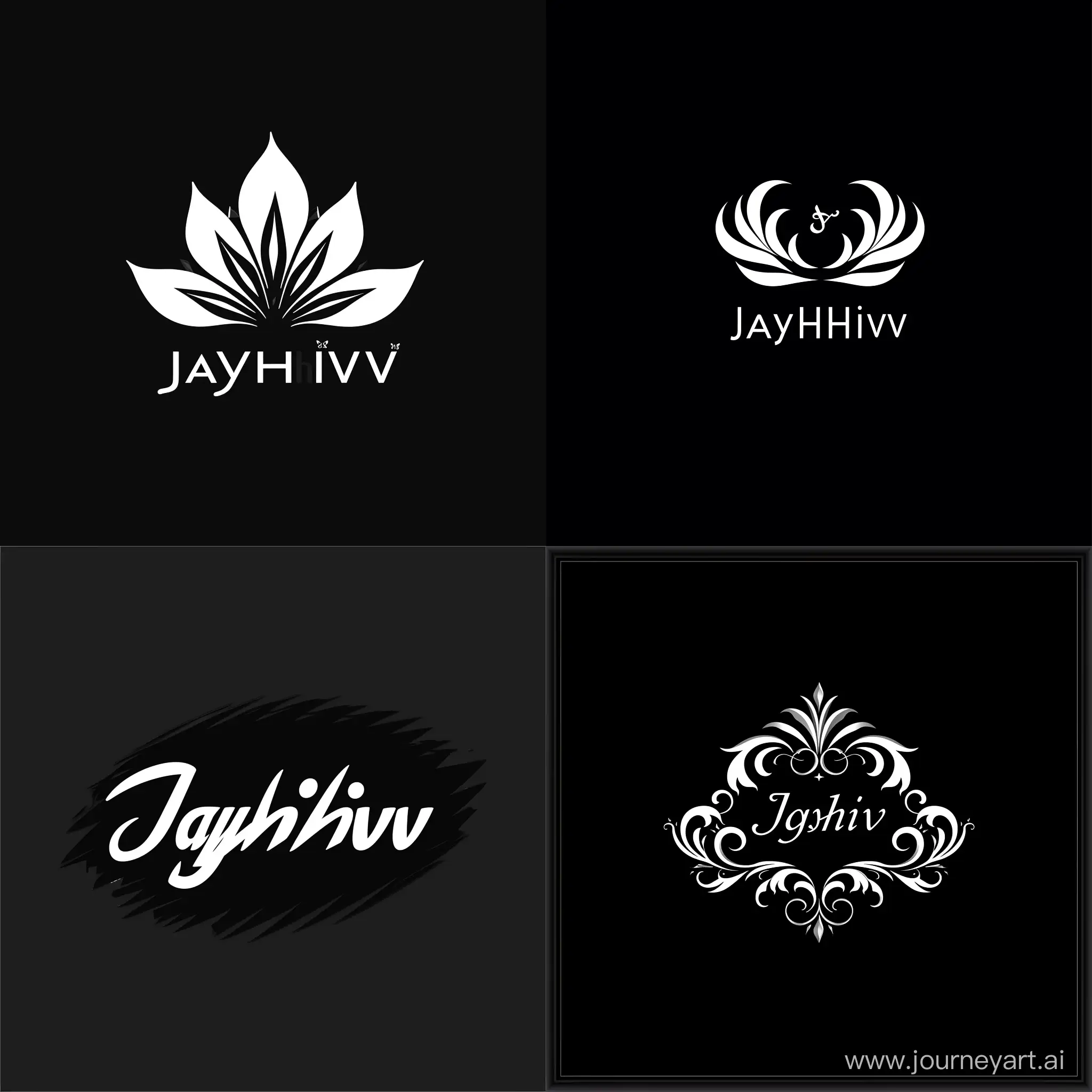 make a beautifull logo  name "  JayShiv "  black bg, white logo