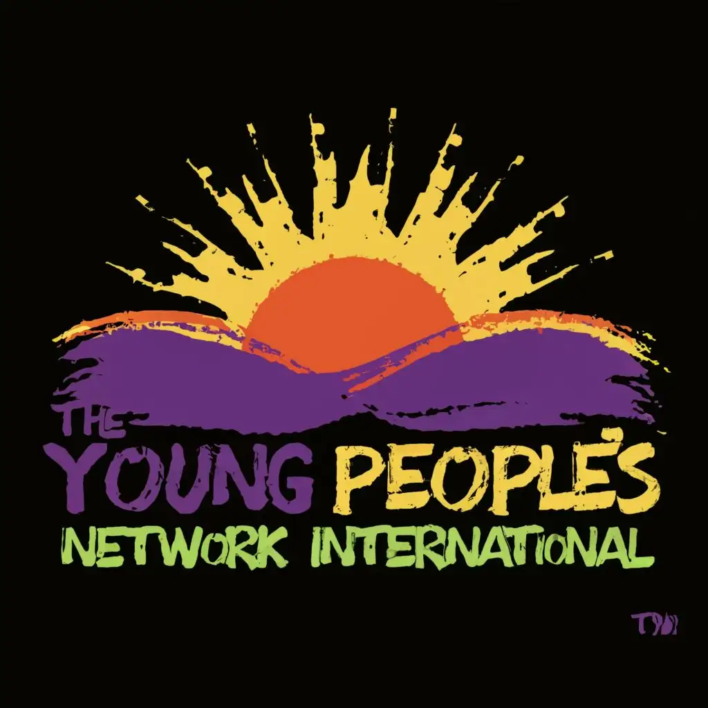 logo, Sunrise ,use yellow, red, brown and purple colours , with the text "The Young People's Network International TYPNI", typography, be used in Nonprofit industry