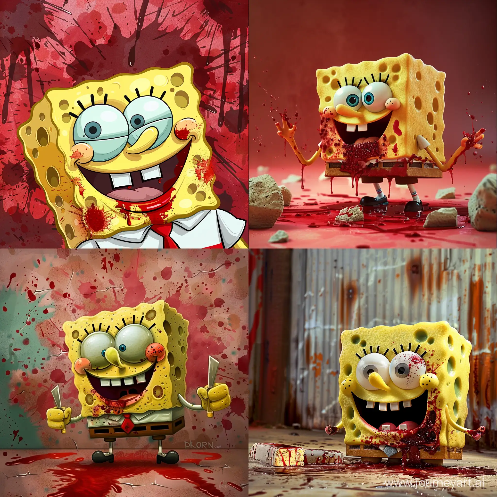 Sponge Bob kill Garry, blood
