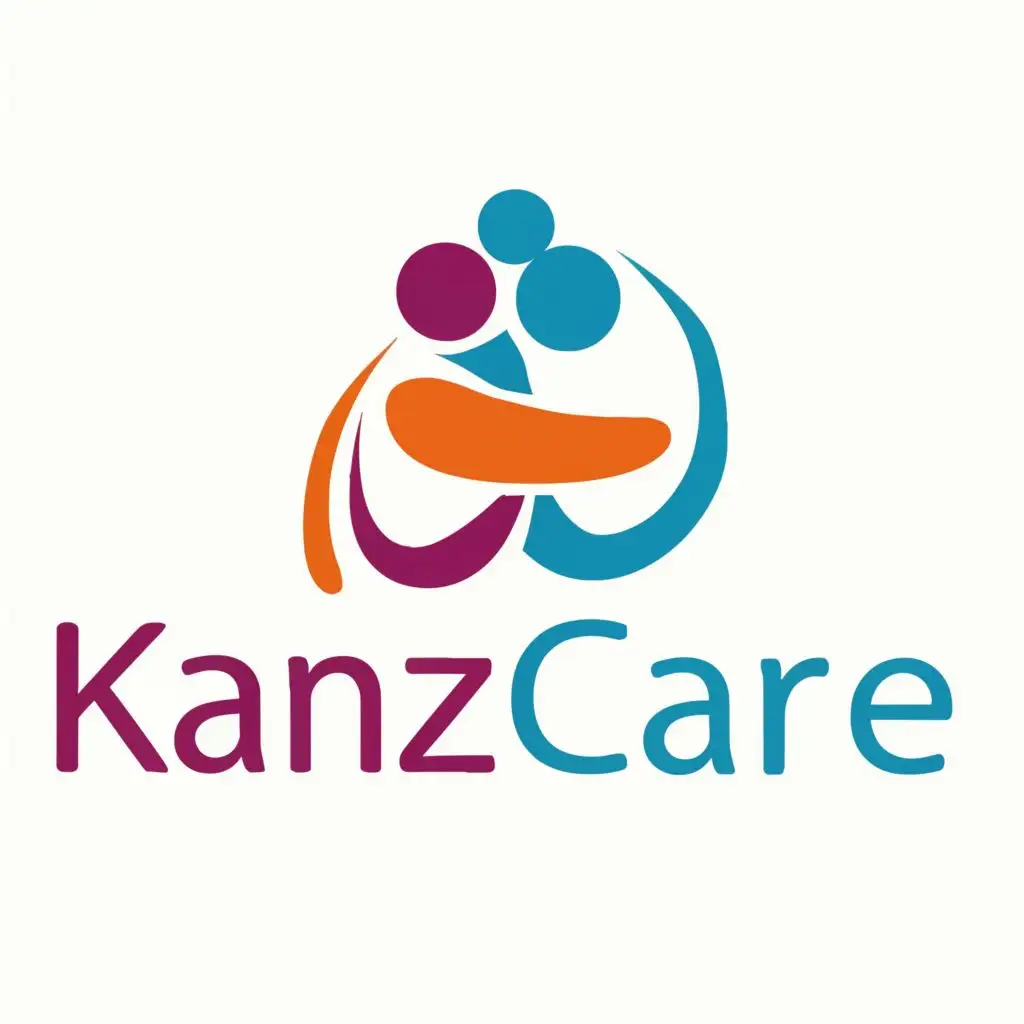 logo, Hugging and compassion, with the text "Kanz Care", typography