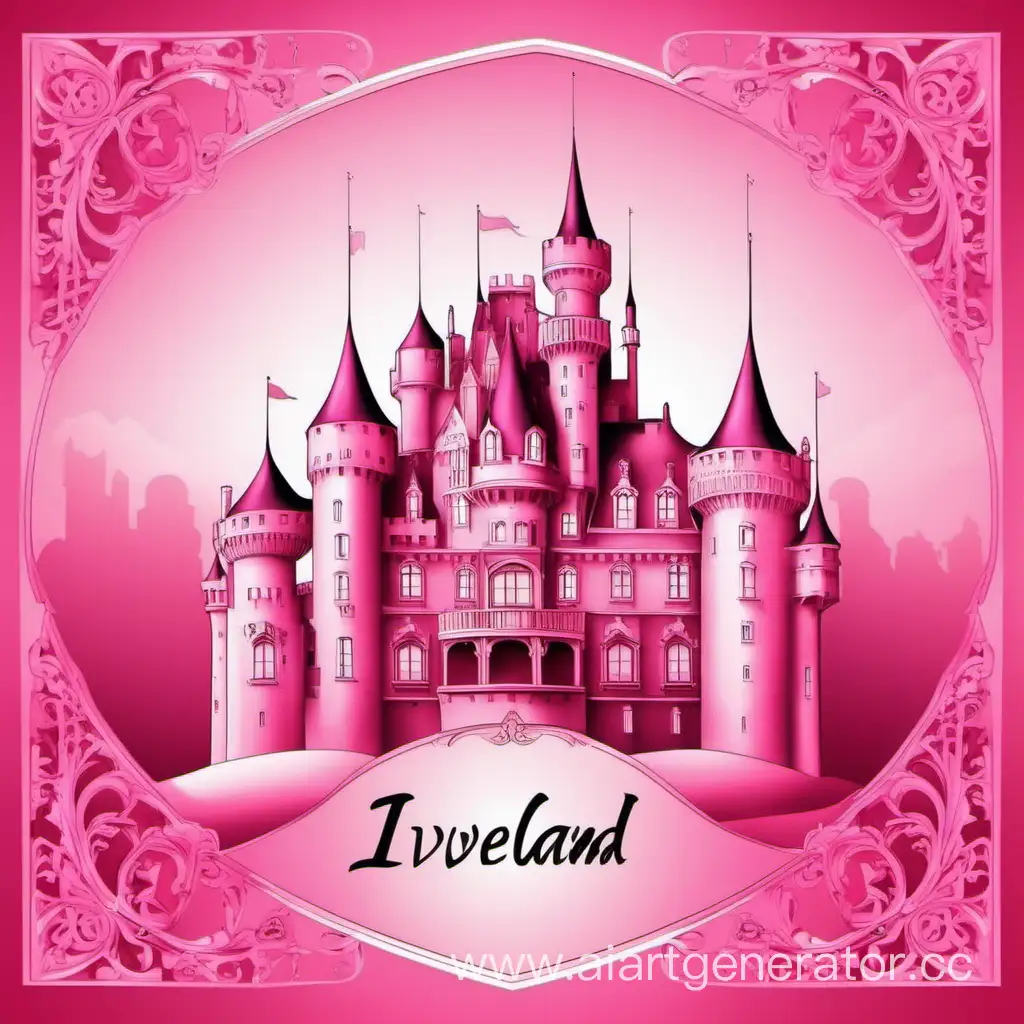 Роскошный замок в розовых тонах с надписью IVELAND