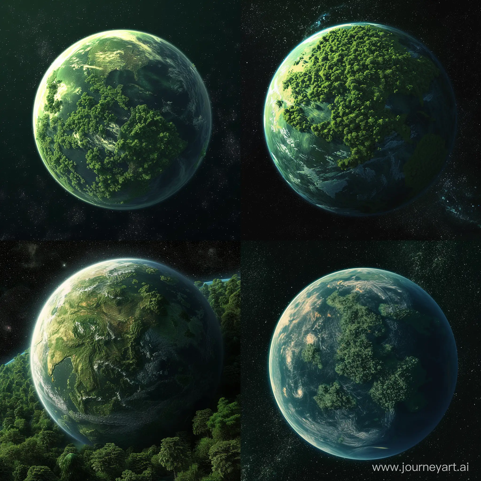 A earth-like planet with a lot of greenery in a galaxy far away

