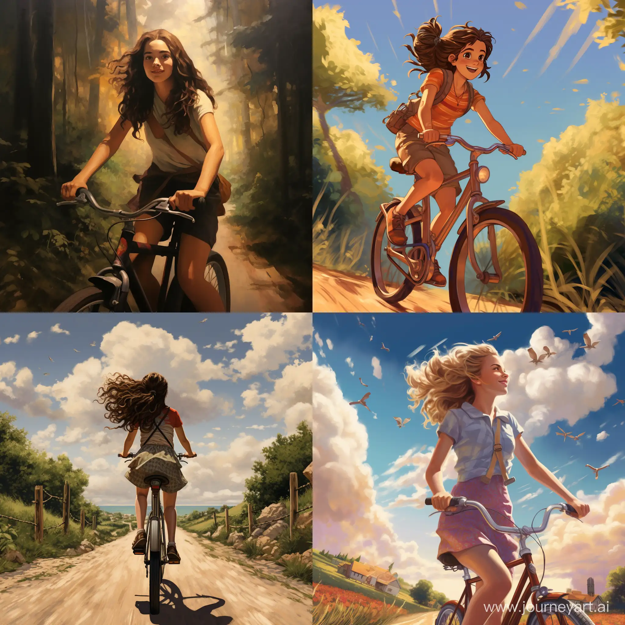 a girl bicyling 
