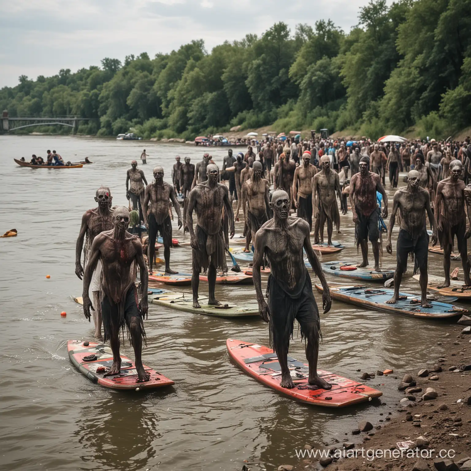 Zombie-People-Riding-Sapboards-on-Oredezh-River