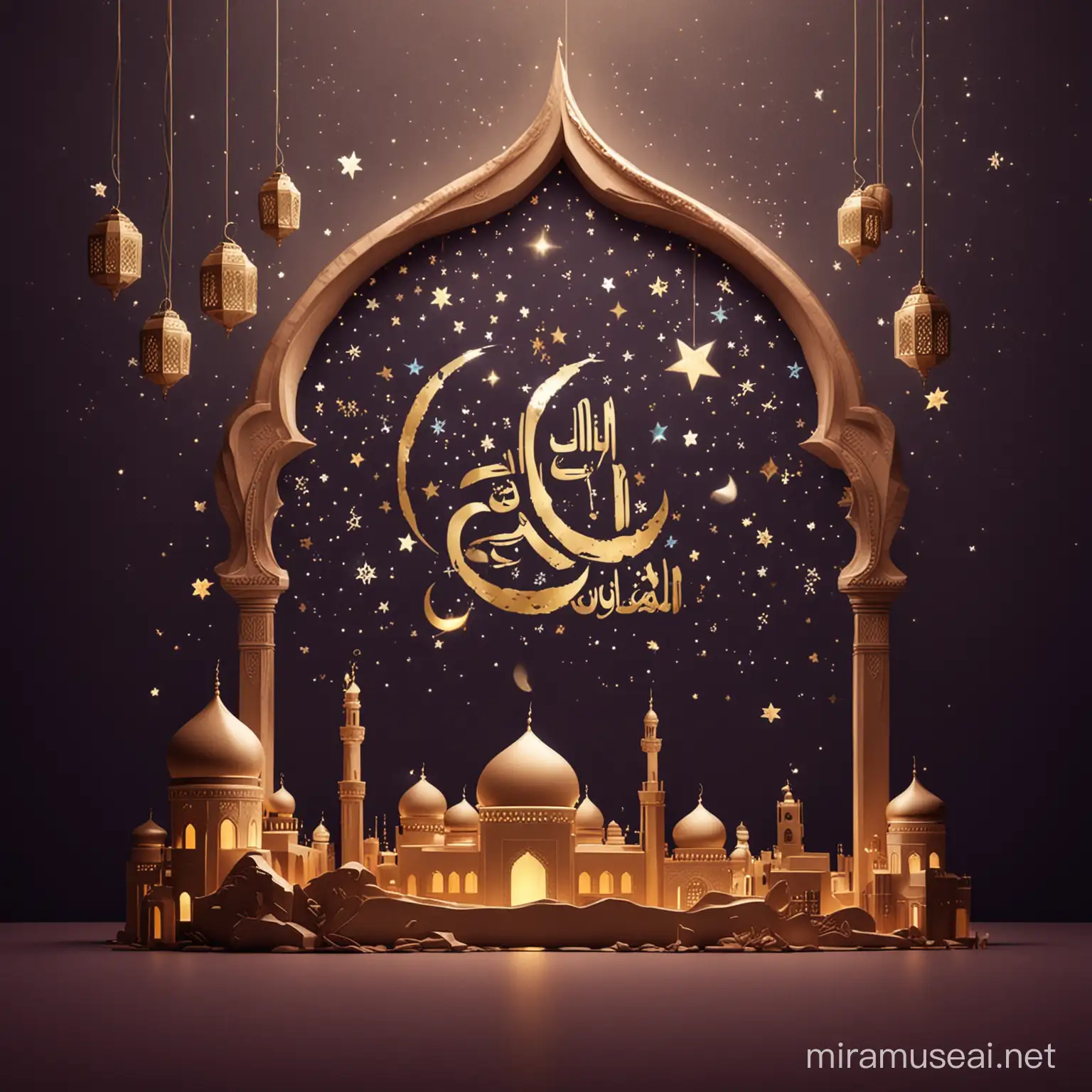 Allah eid mubarak happy ramadan with background space