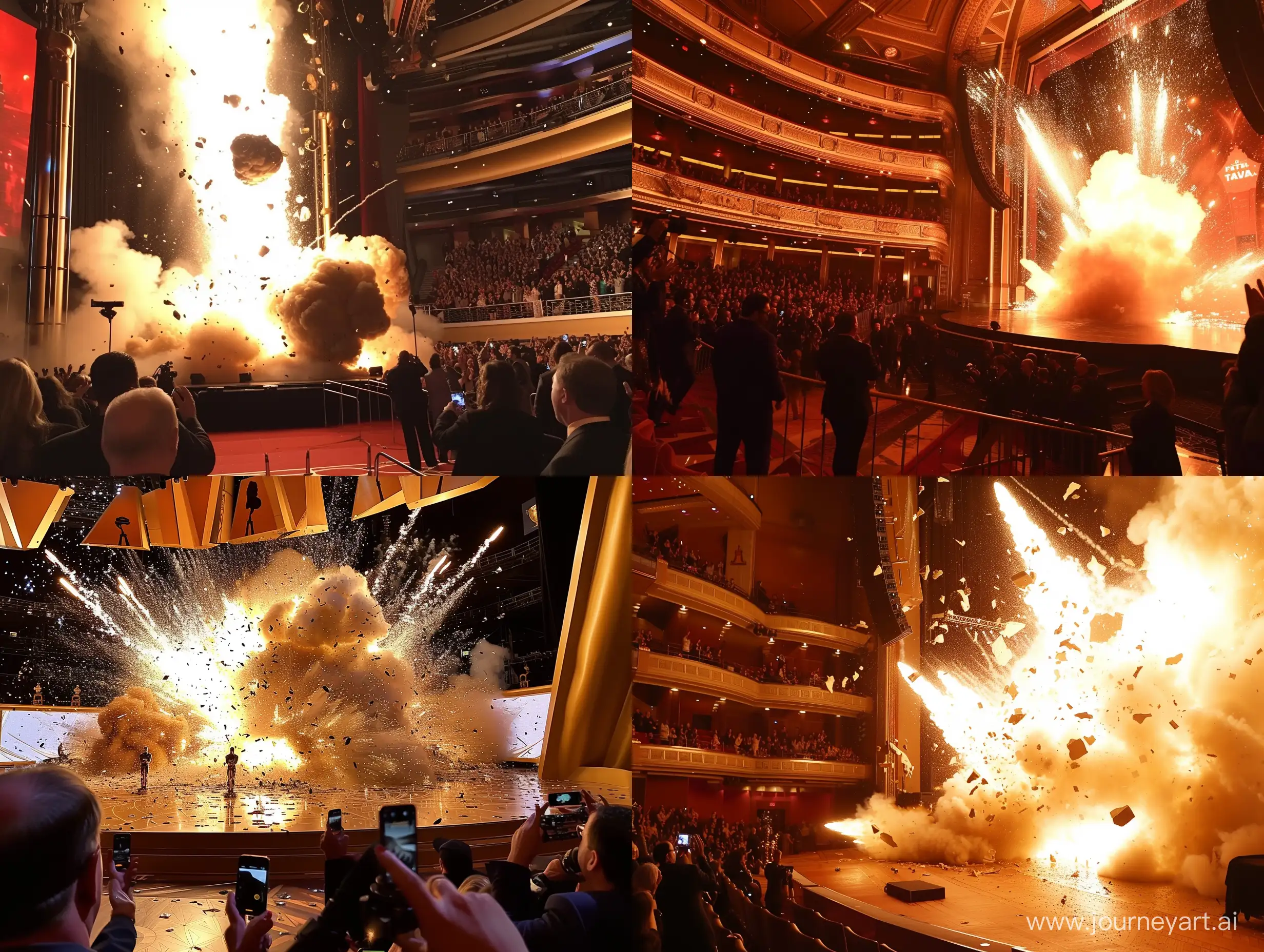 phone footage of an explosion at the oscars