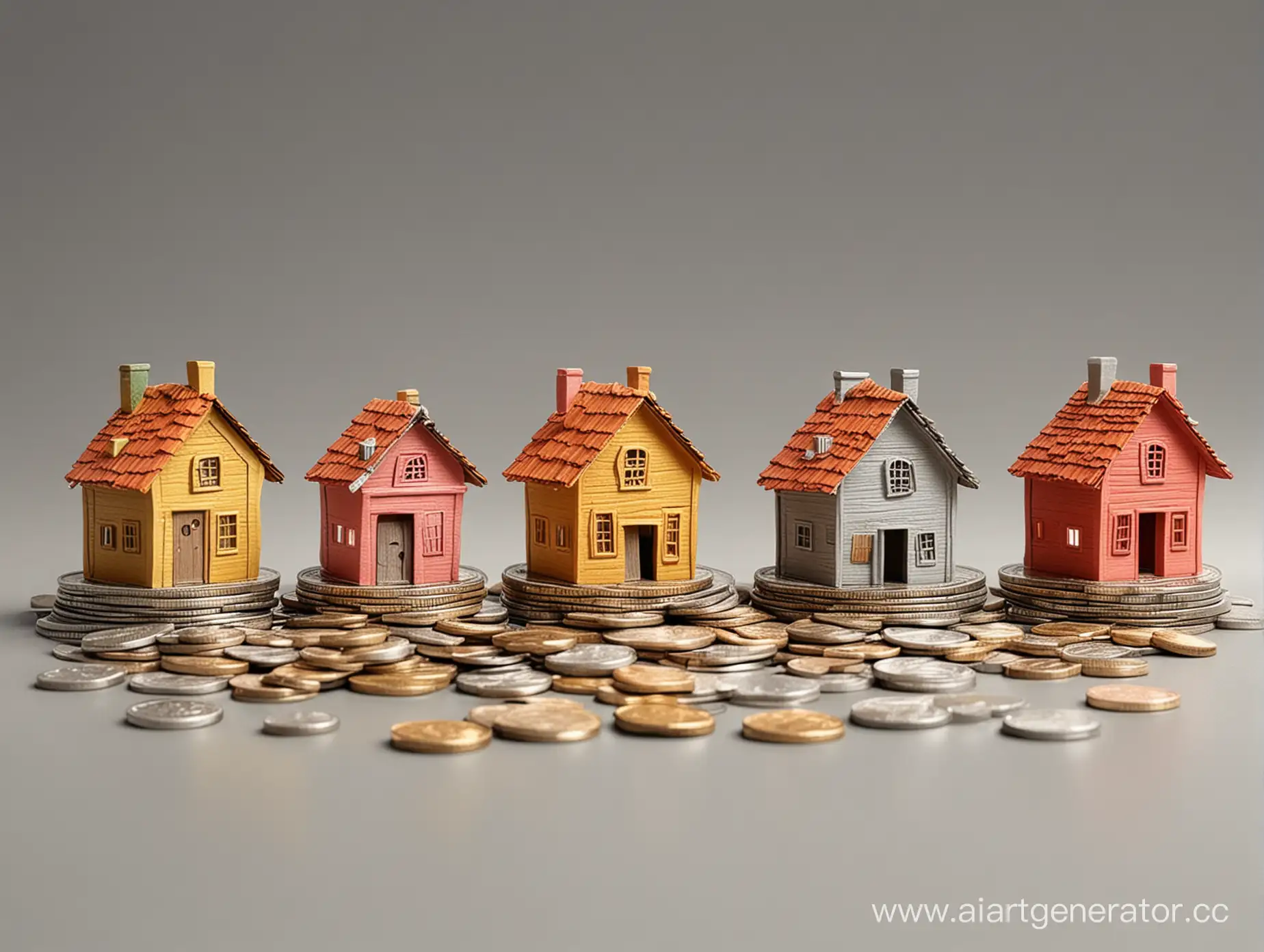 Miniature-Shops-on-3D-Coins-with-Falling-Roofs