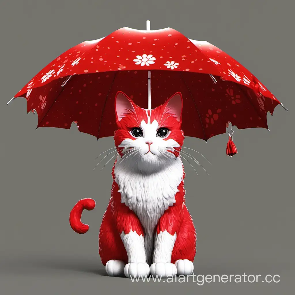 Charming-Red-Cat-with-Umbrella