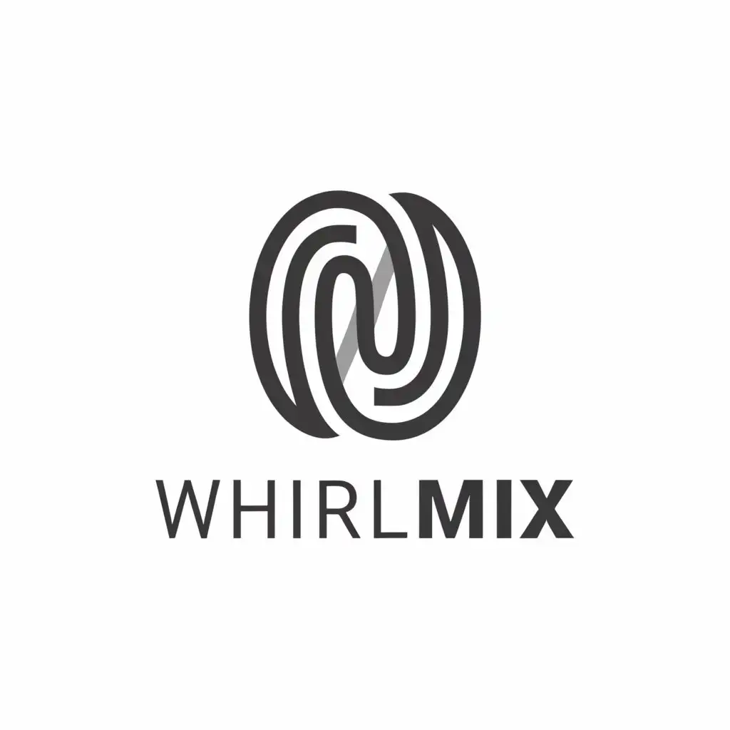 a logo design,with the text 'WhirlMix', main symbol:Whirl,Moderate, clear background, colors: only black and white