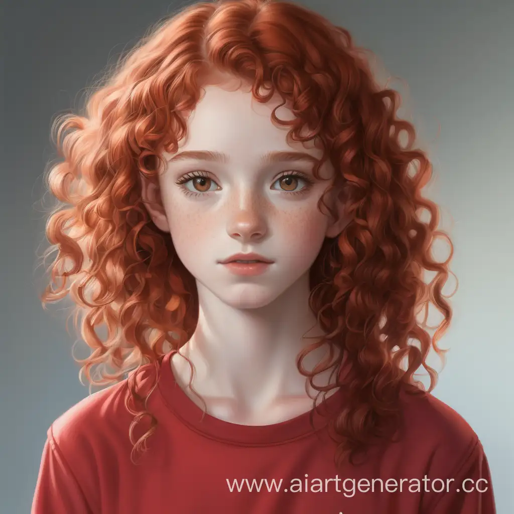 Portrait-of-a-14YearOld-Girl-with-Curly-Red-Hair-and-AmberBrown-Eyes