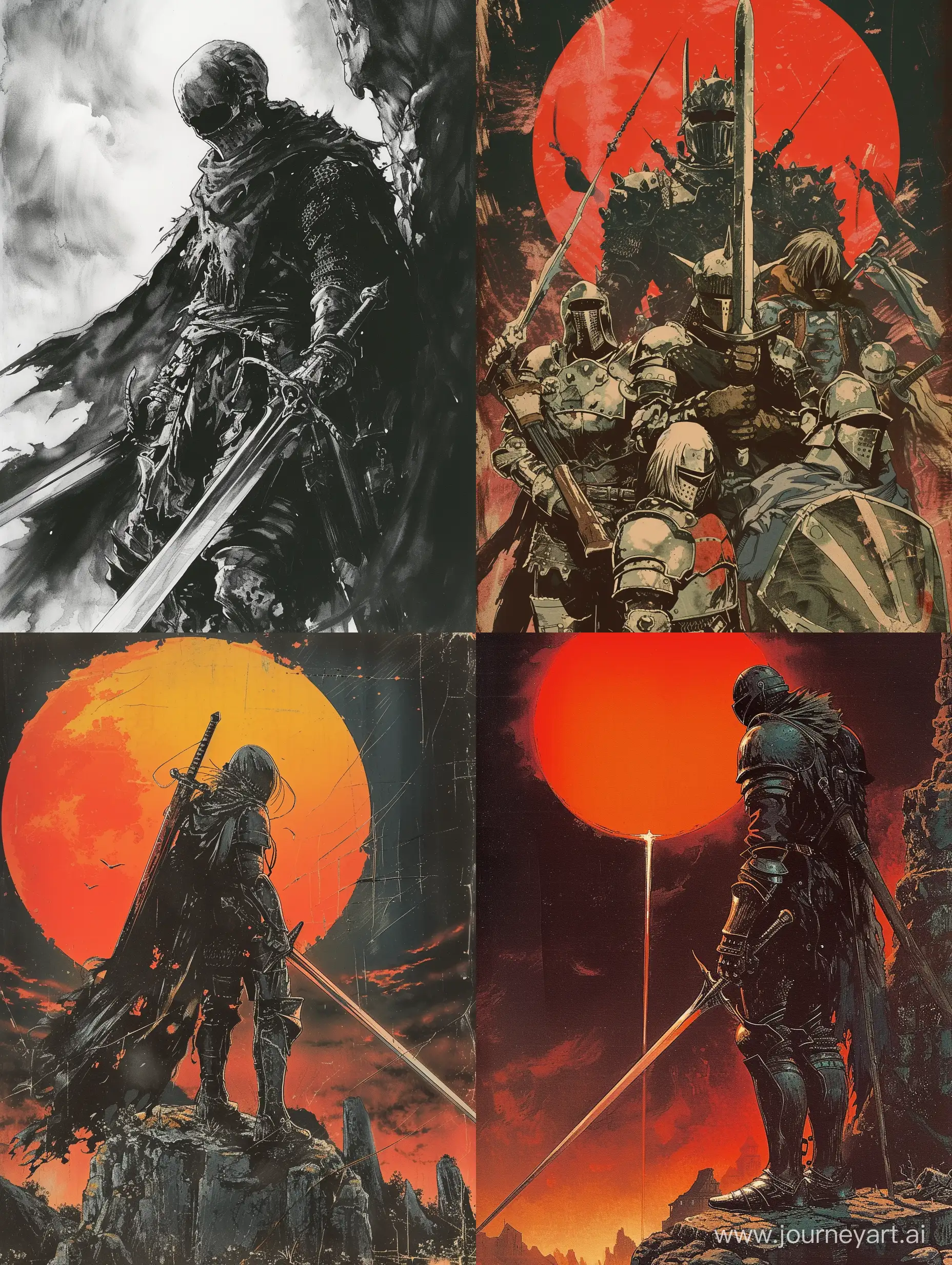 dark souls as an old retro manga, 80's style by noriyoshi ohrai 