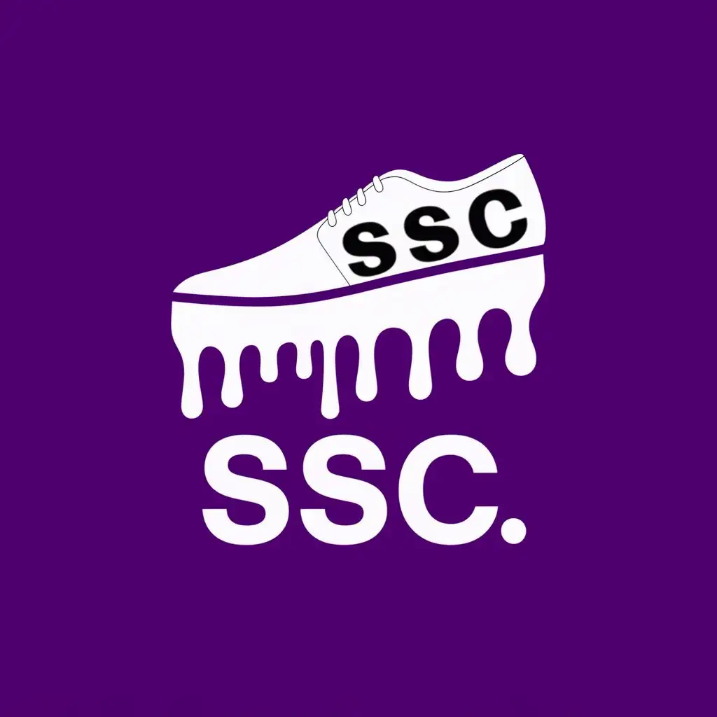 logo, A drippy shoe with the word SSC inside, with the text "SSC", typography