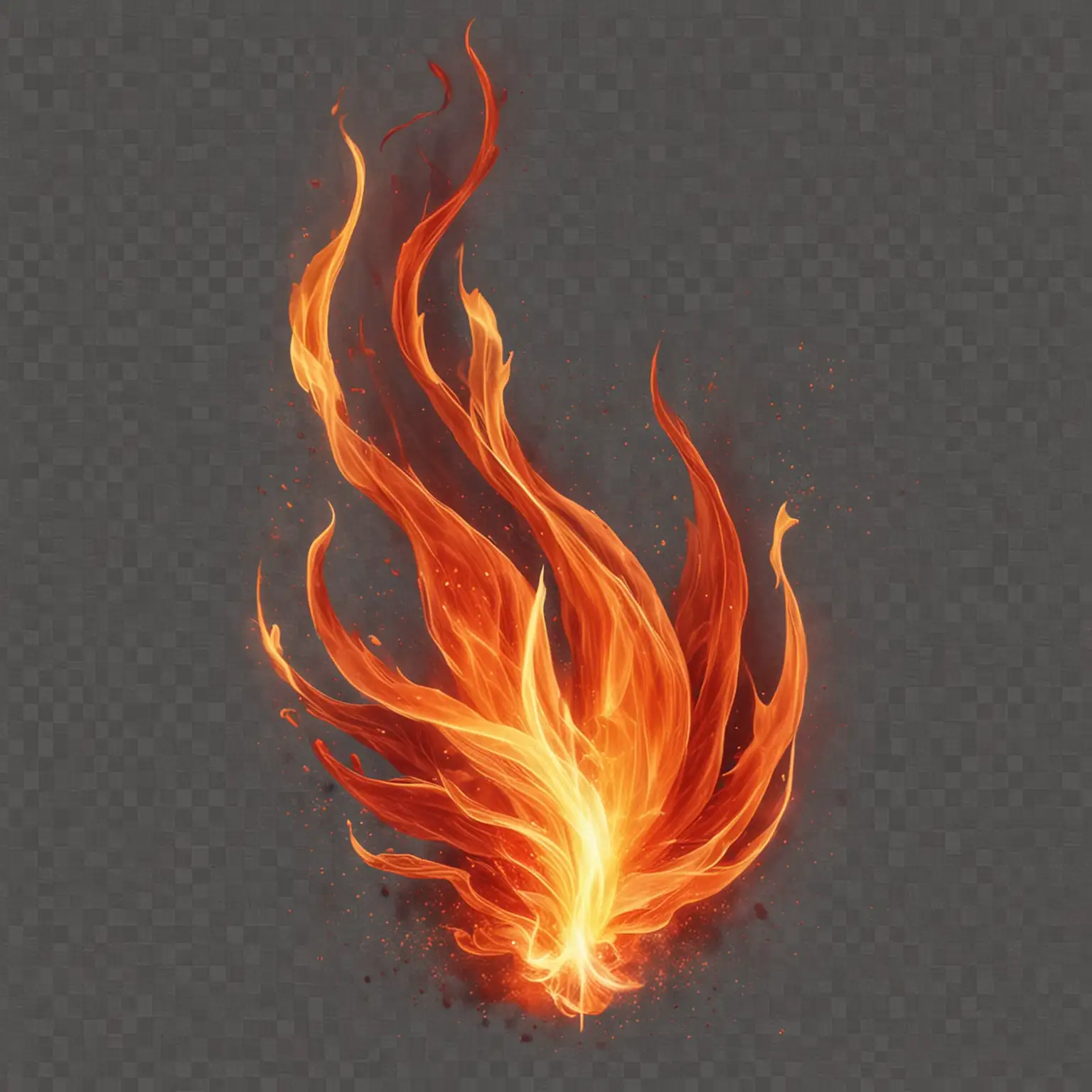 a crimson flame on a transparent background