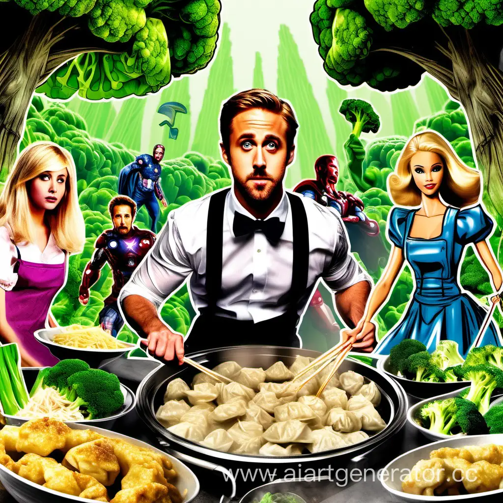 Ryan-Gosling-in-Maid-Costume-Battles-Avengers-Harry-Potter-and-Barbie-for-Dumplings-in-Broccoli-Forest