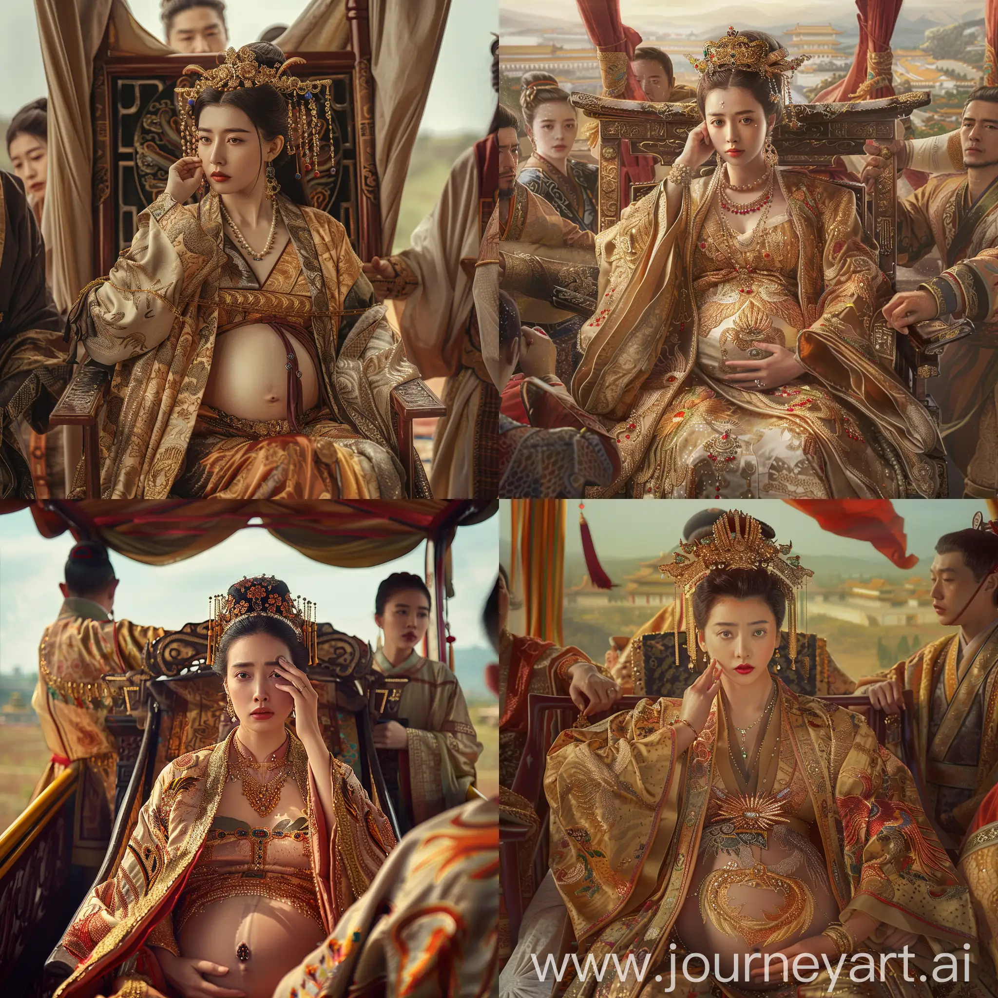 Pregnant-Wu-Zetian-in-Luxurious-Sedan-Chair-Portrait