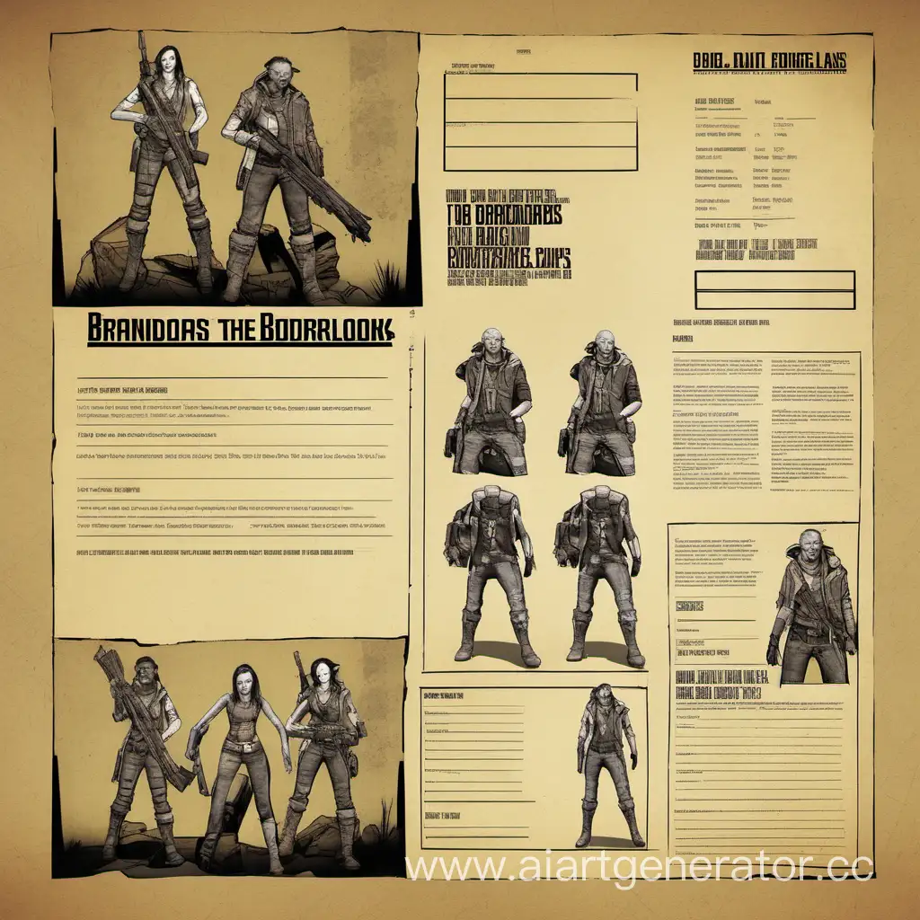 layout for a brandbook in the Borderlands style