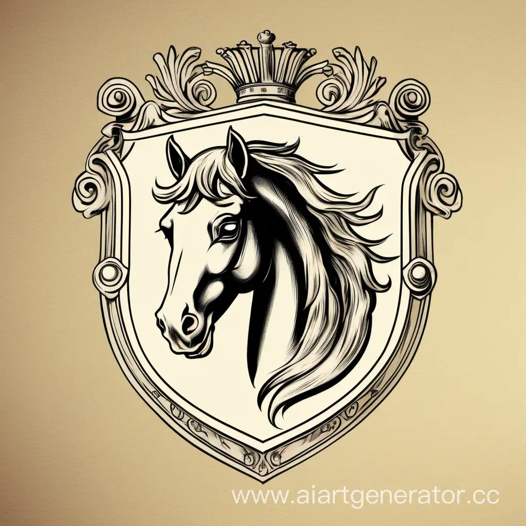 Нарисуй герб в середине голова коня
