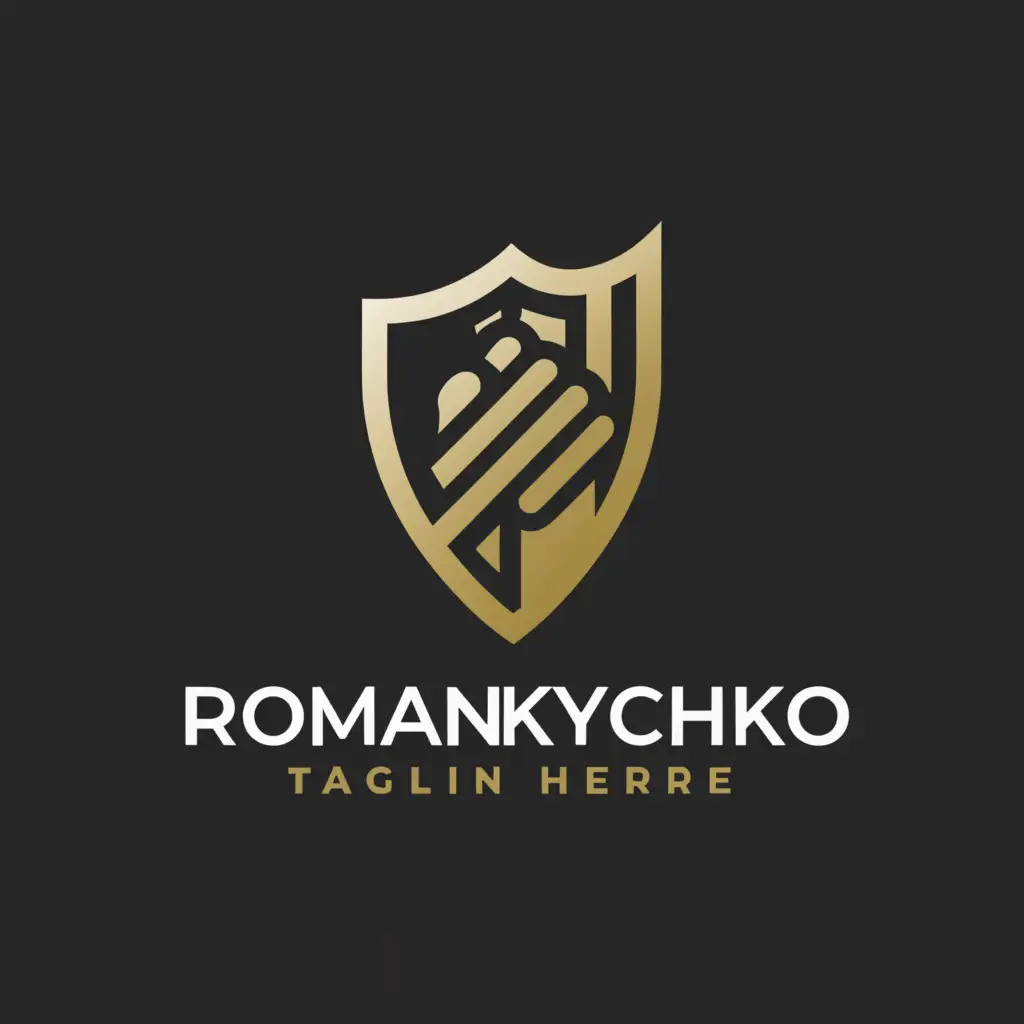 a logo design,with the text "ROMAN KYCHKO", main symbol:shield and hand,Moderate,be used in Legal industry,clear background