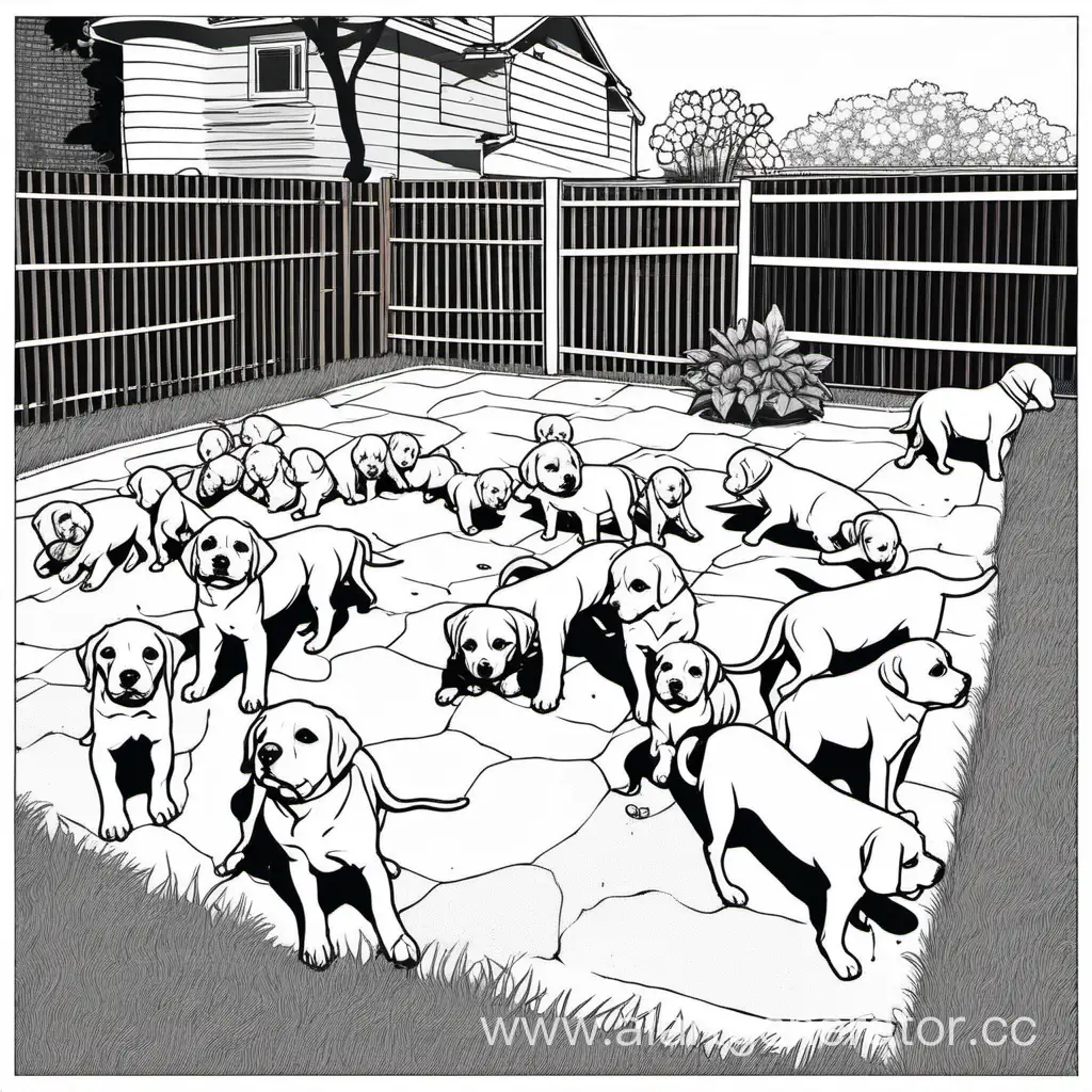 outline of 

puppies in  backyard


