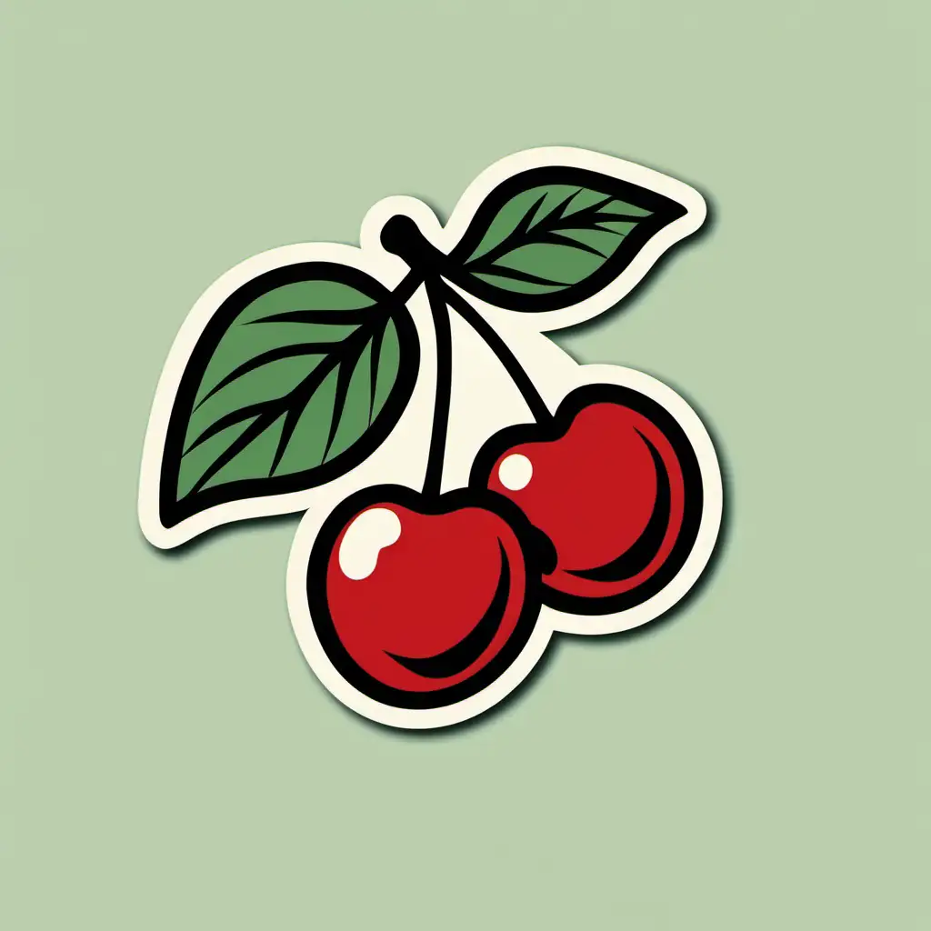 Vintage Cherry Clipart in Classic 3 Colors Simple and StickerLooking Design