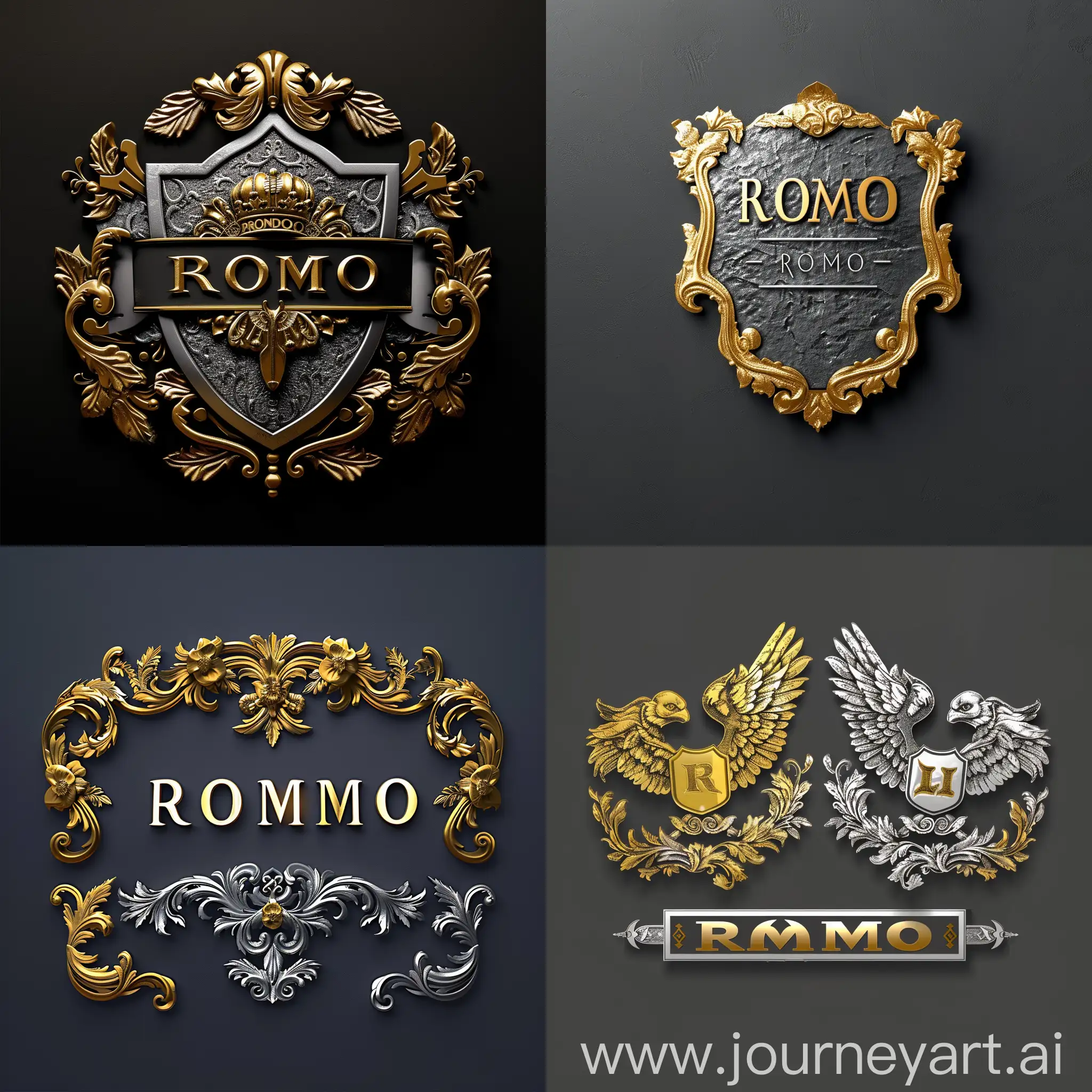 Family Logo, Italian, Name: Romano, Rome Type, Gold and Silver, GTA Style