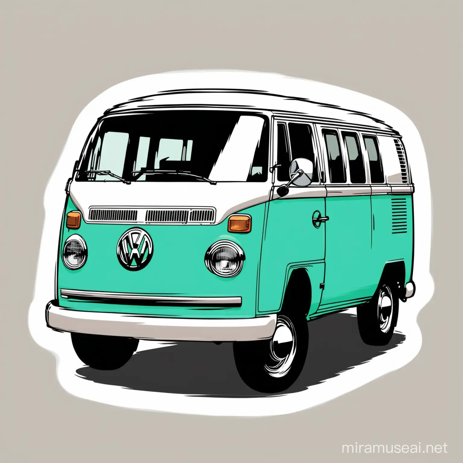 generate a sticker type image of VW transporter t1 van