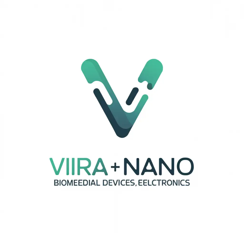 a logo design,with the text "Vira nano biomedical devices electronics", main symbol:Vi,Minimalistic,clear background