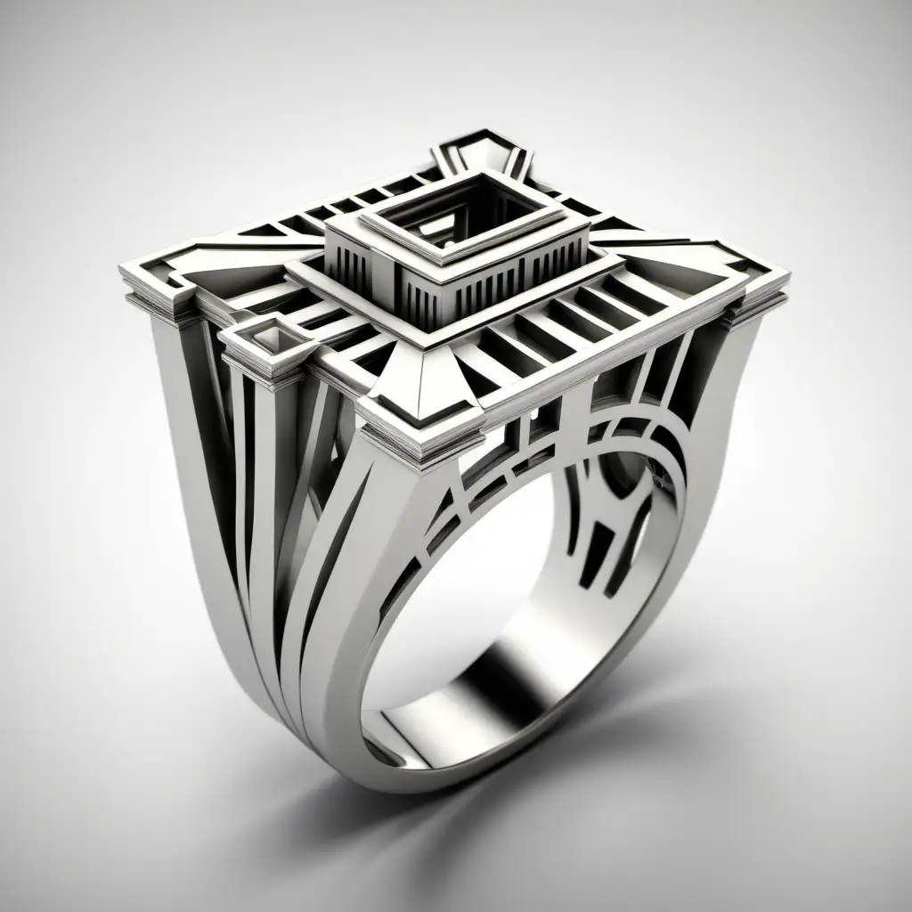 Elegant New York Architectural Style Ring Artistic Jewelry Design
