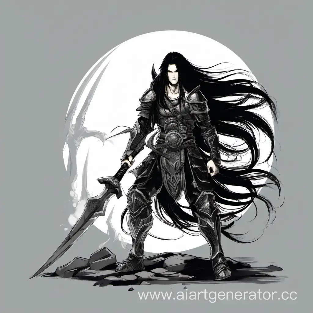 warrior with a glaive and long black hair
