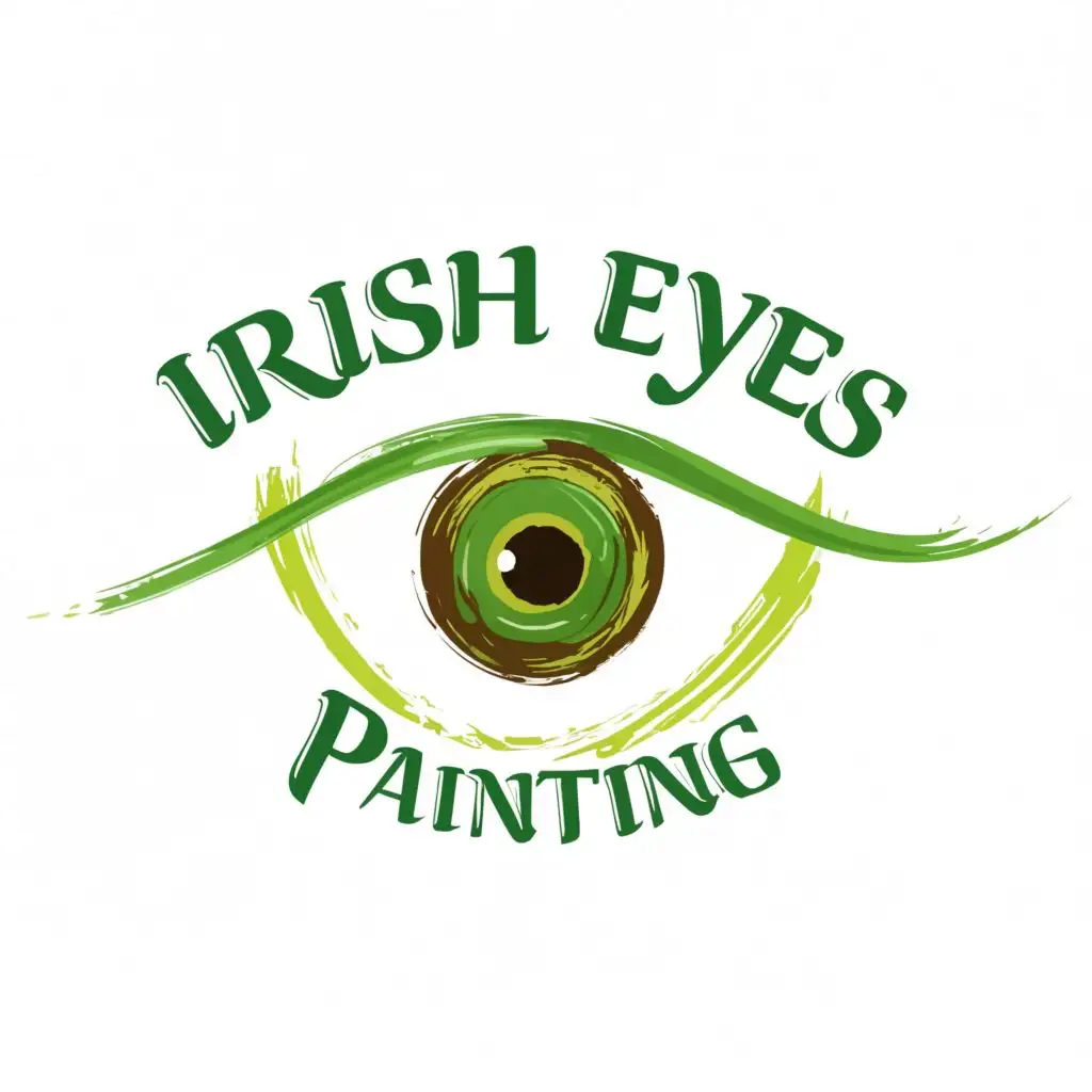 logo, Green eye, with the text "Irish Eyes Painting", typography