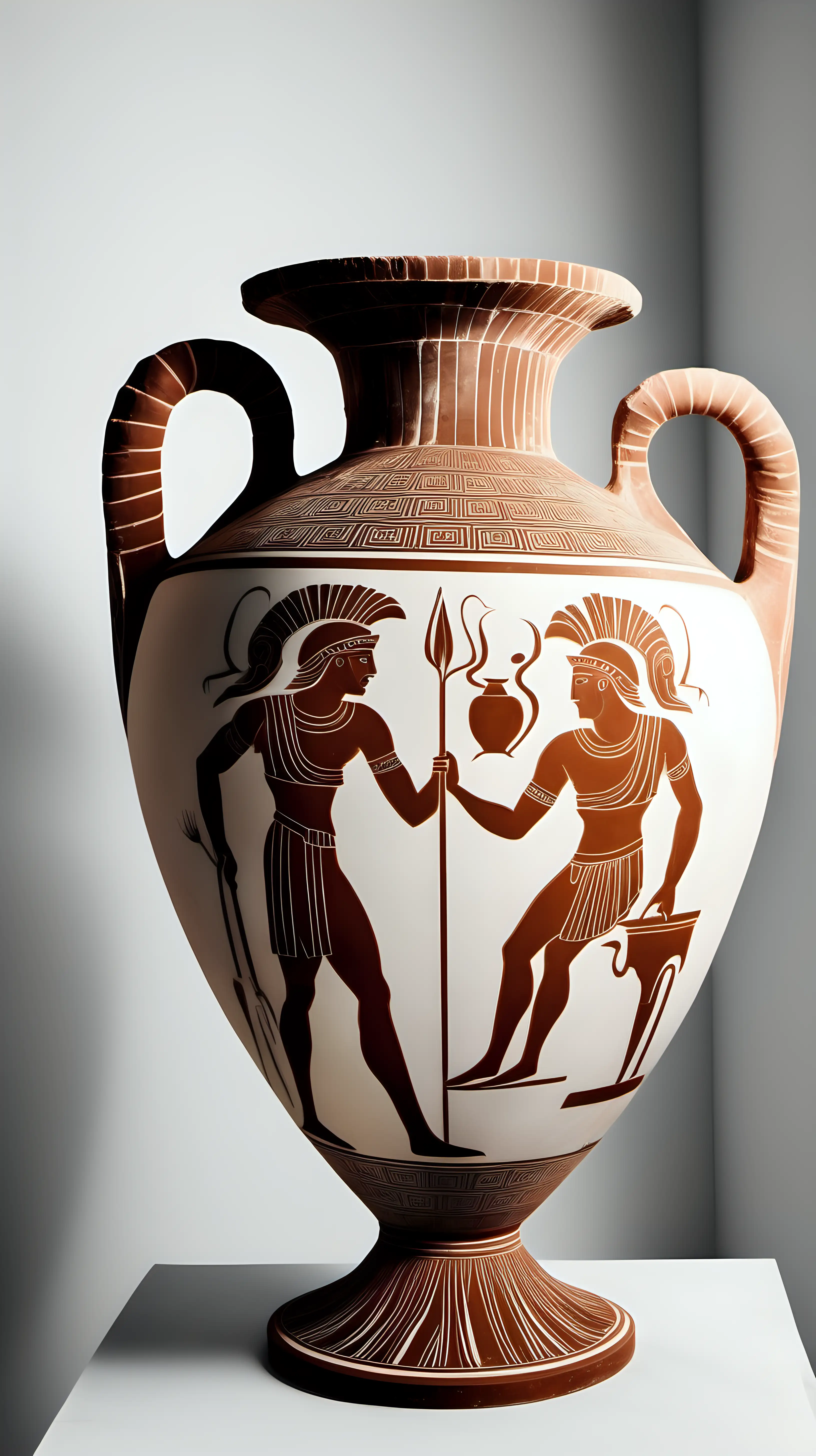 Ancient Greek Amphora with Mythology Design in White Room