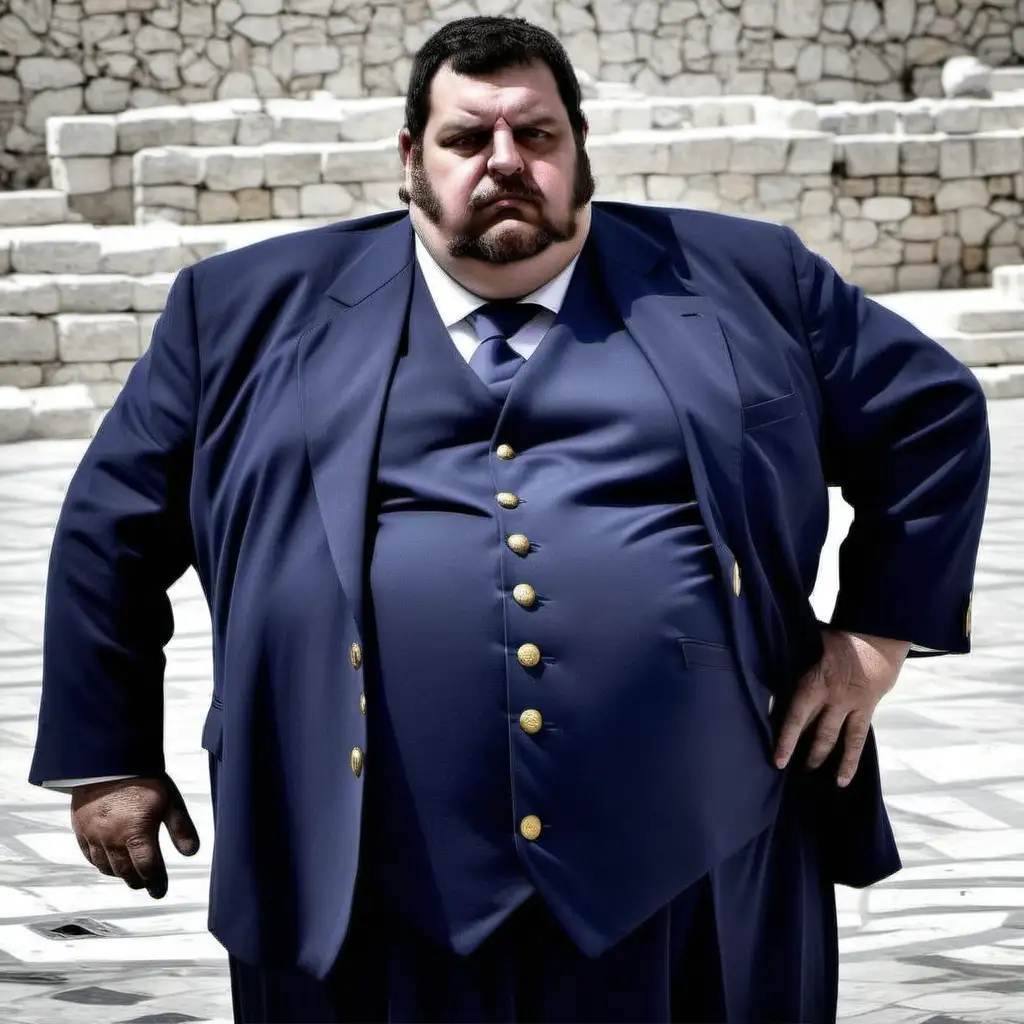Obese Greek Patriot Chatzinakos Christos Proudly Holds Flag