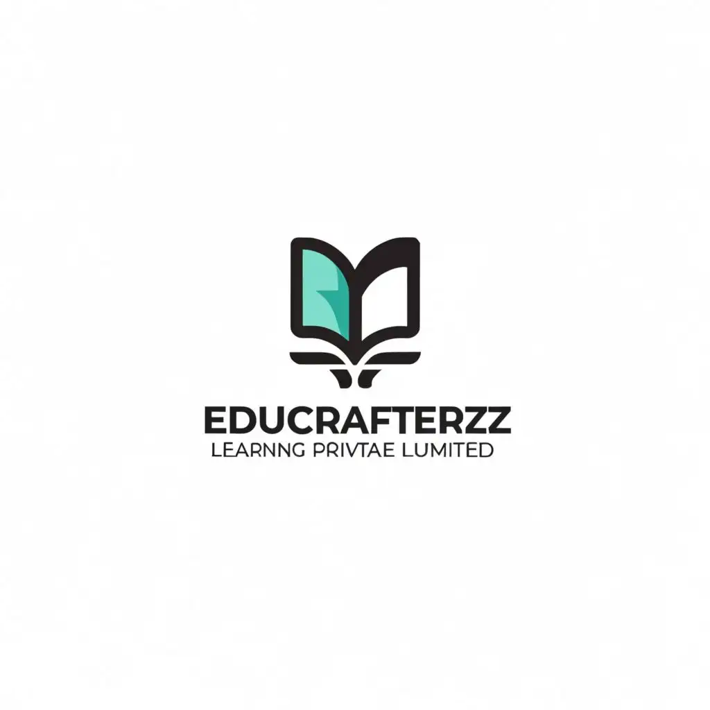 a logo design,with the text "EDUCRAFTERZ LEARNING SOLUTIONS PRIVATE LIMITED", main symbol:Book,Minimalistic,clear background