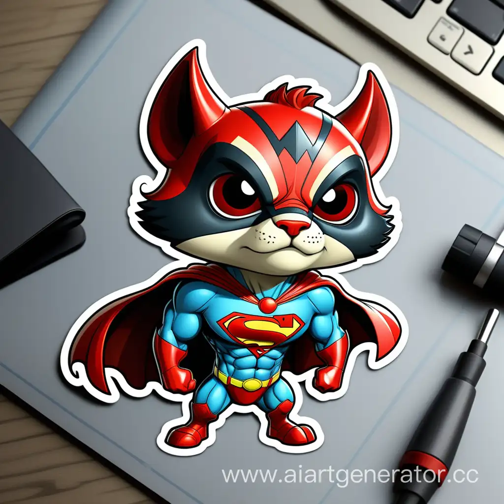Create a unique sticker design featuring a super hero animal with an incredible style