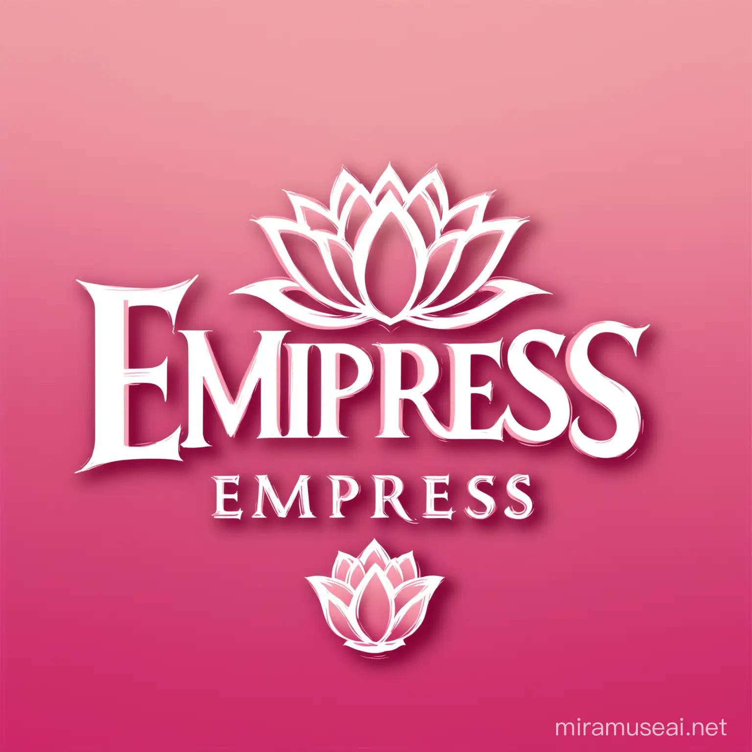 Create a logo for my Brand, the brand is called Empress V. Use pinks for the color palette. Have a picture of a lotus flower in the background for the logo. Have "Empress V" in bold letters in the front, with a styled font that is attractive and feminine.