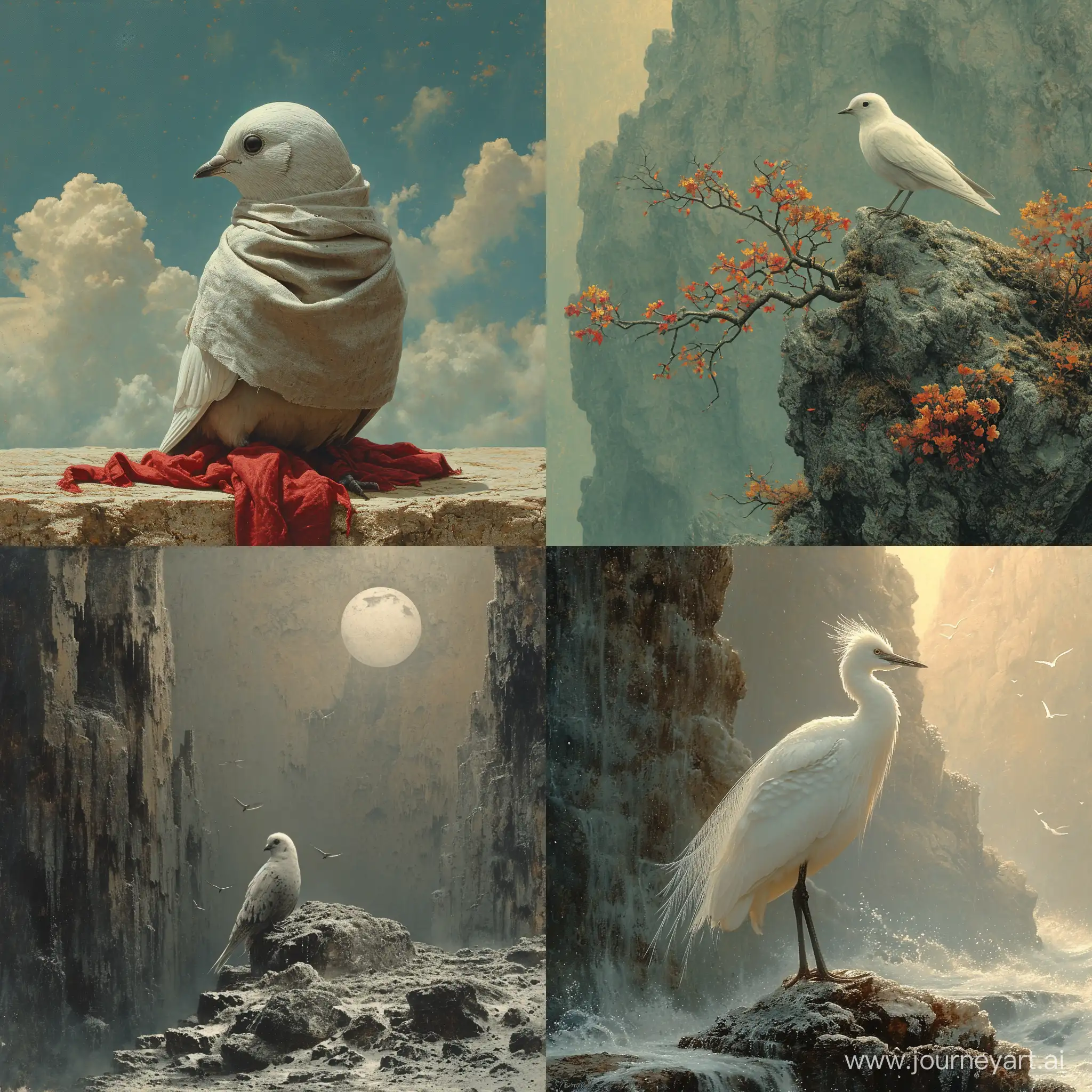 Serene-White-Pigeon-Perched-on-Cliff-Edge