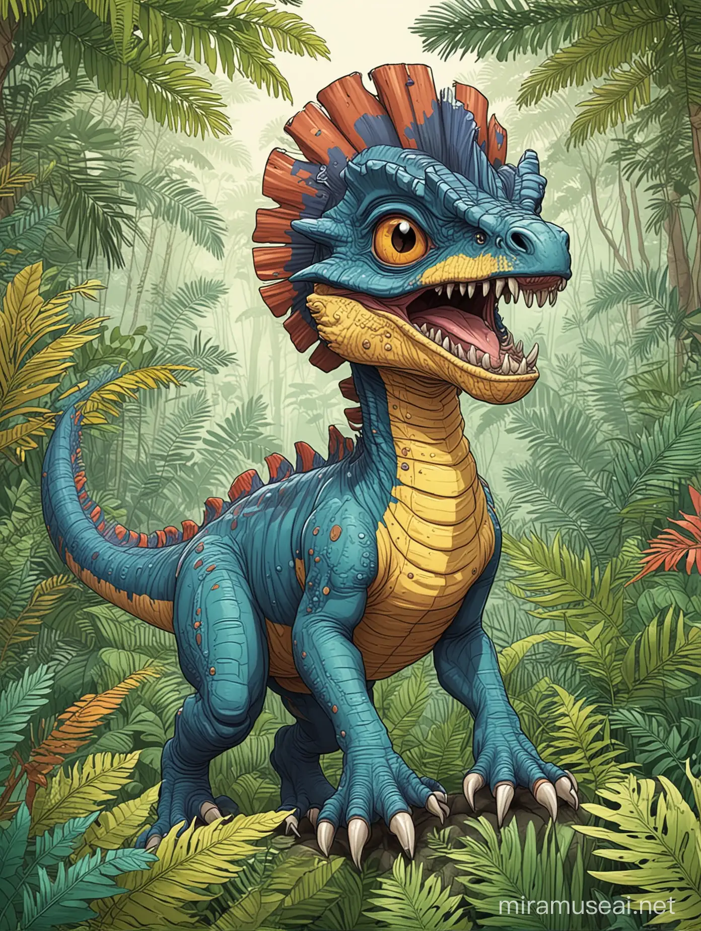 Dilophosaurus Coloring Book Fun Jungle Adventure for Kids
