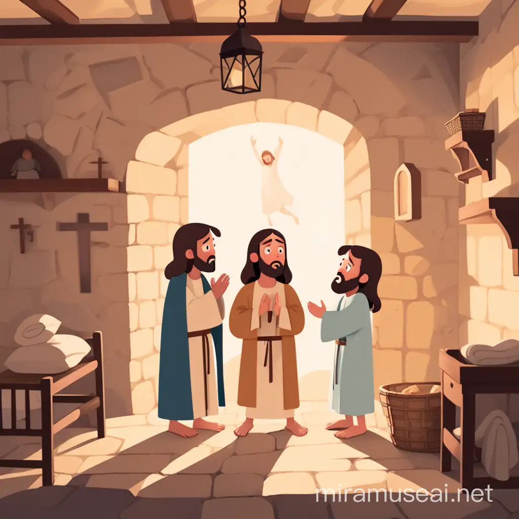 Worried Friends of Baby Jesus in Old Jerusalem House