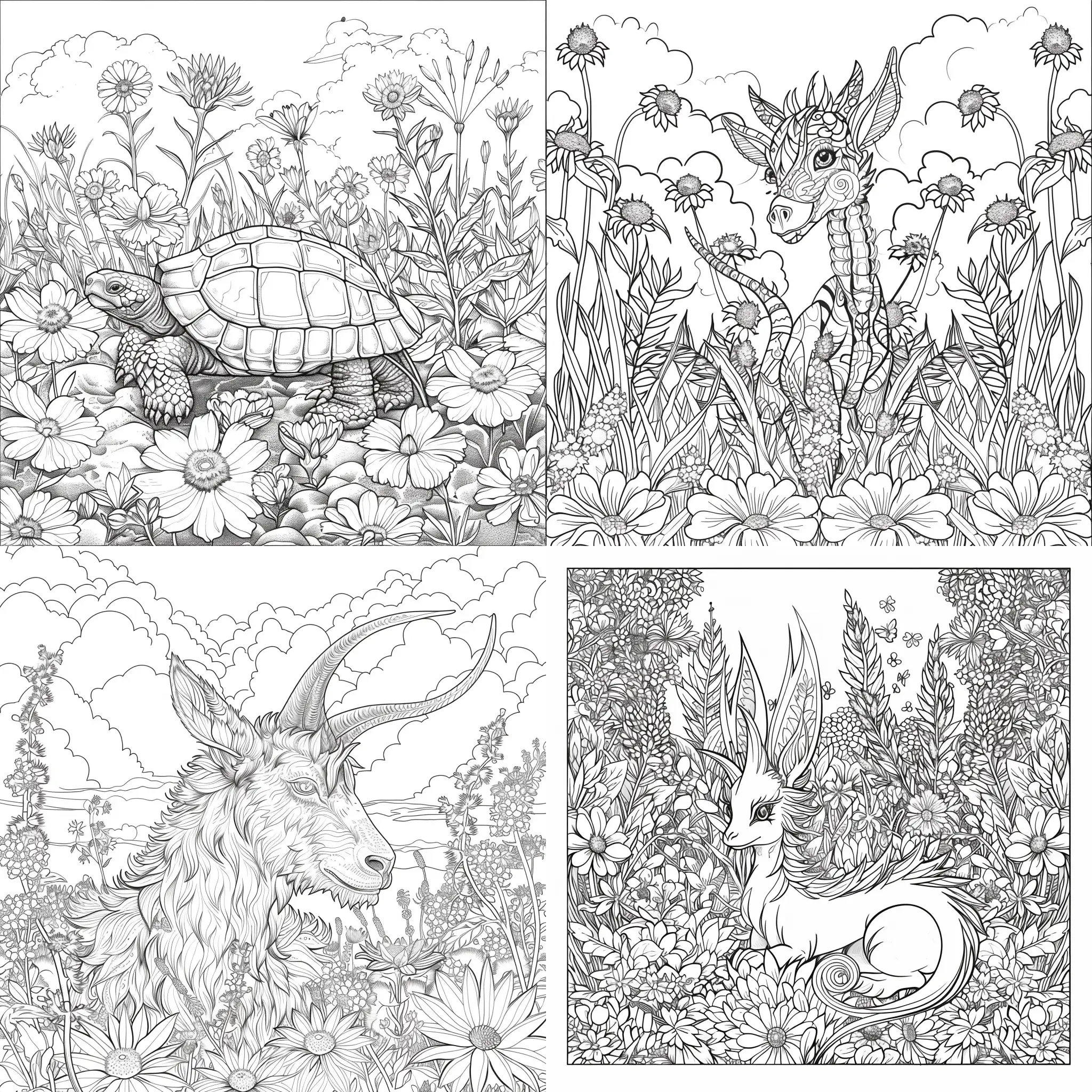 Leprechaun-Amidst-Vibrant-Flower-Field-Coloring-Page