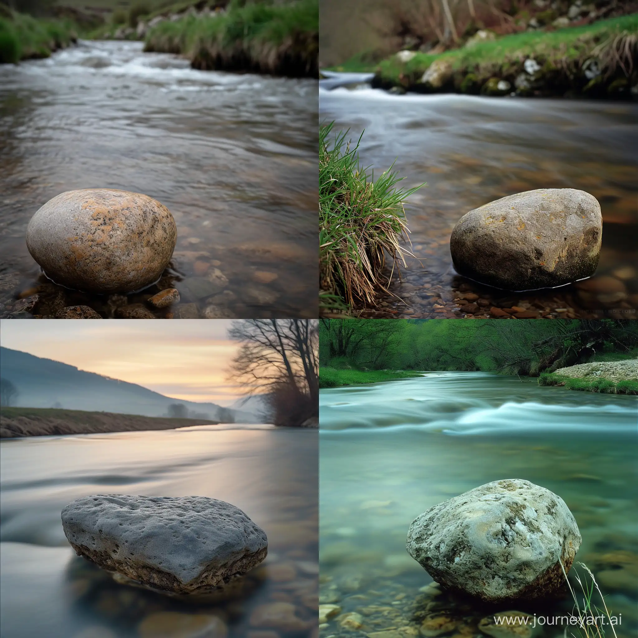A stone sitting by a river