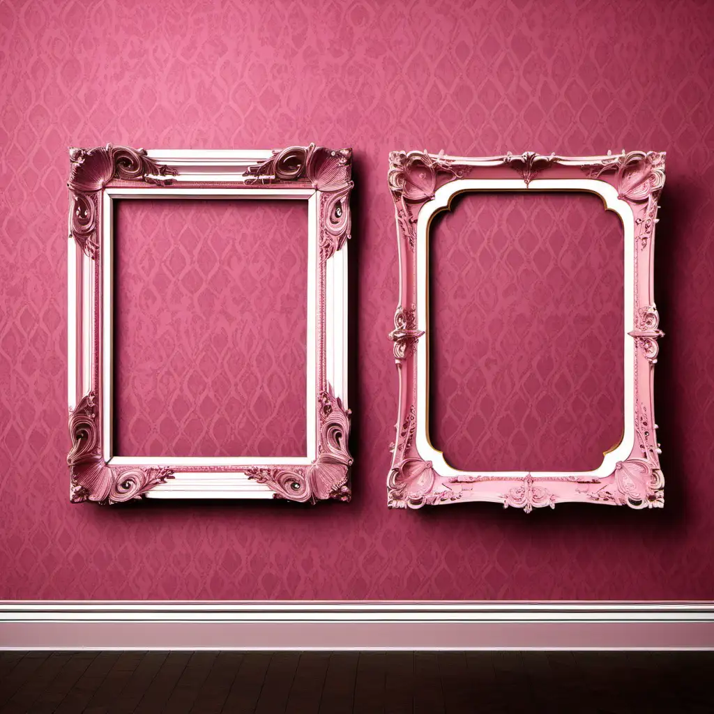 victorian pink wall with 2 frames
