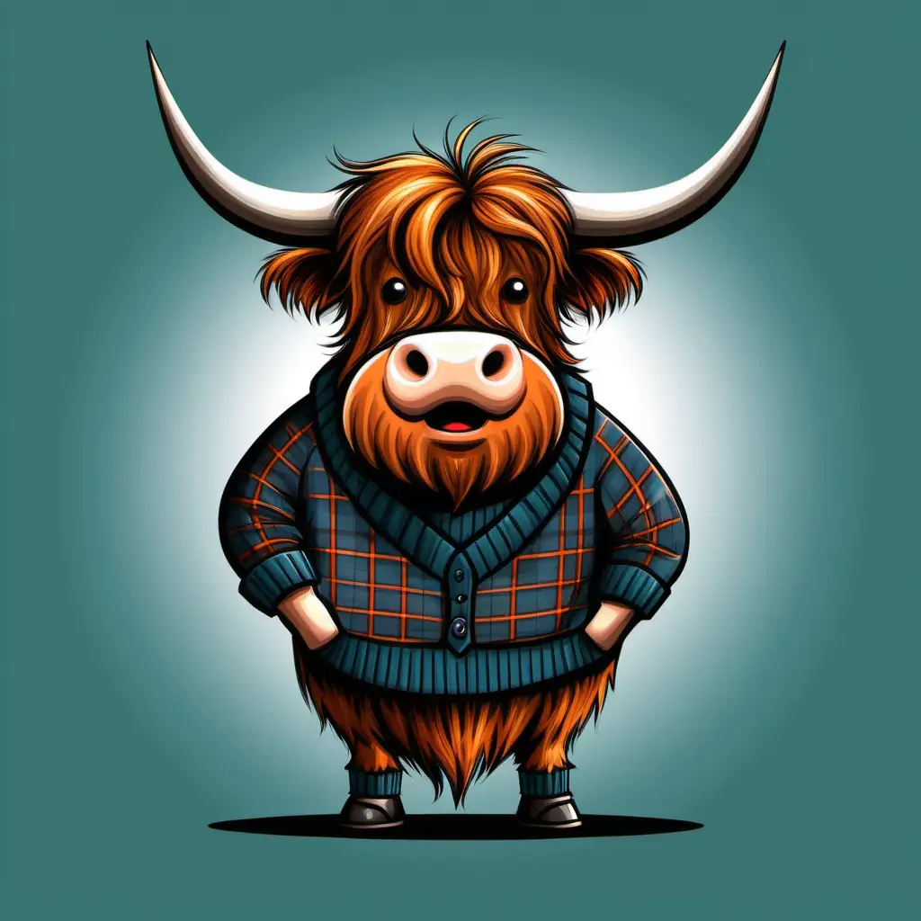 Adorable Highland Cow Character Design for Books TShirts and Jumpers