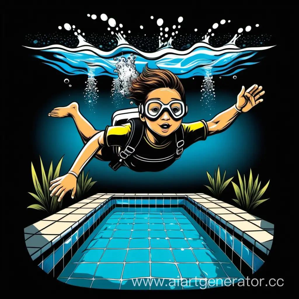 Childrens-Electric-Diving-TShirt-Design-on-Black-Background