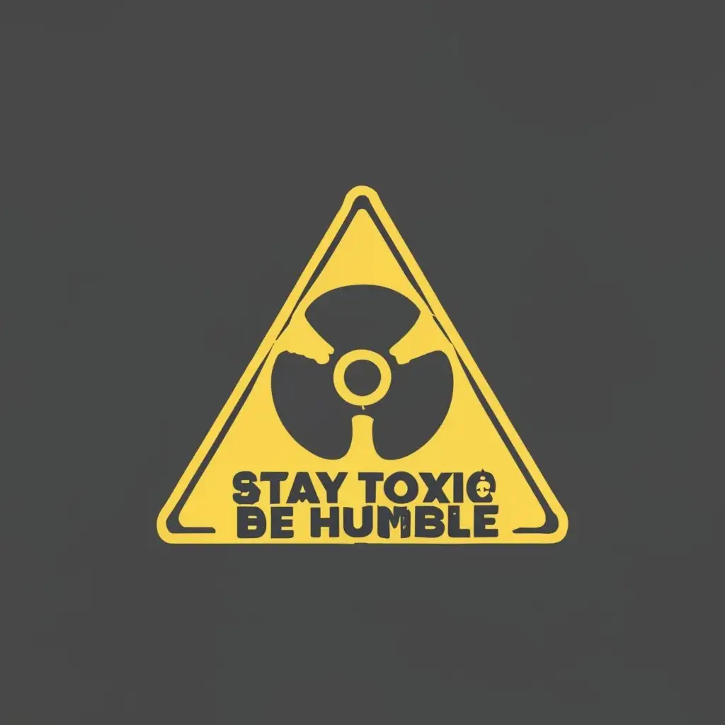logo, radiation warning, with the text "Stay Toxic Be Humble", typography, be used in Entertainment industry