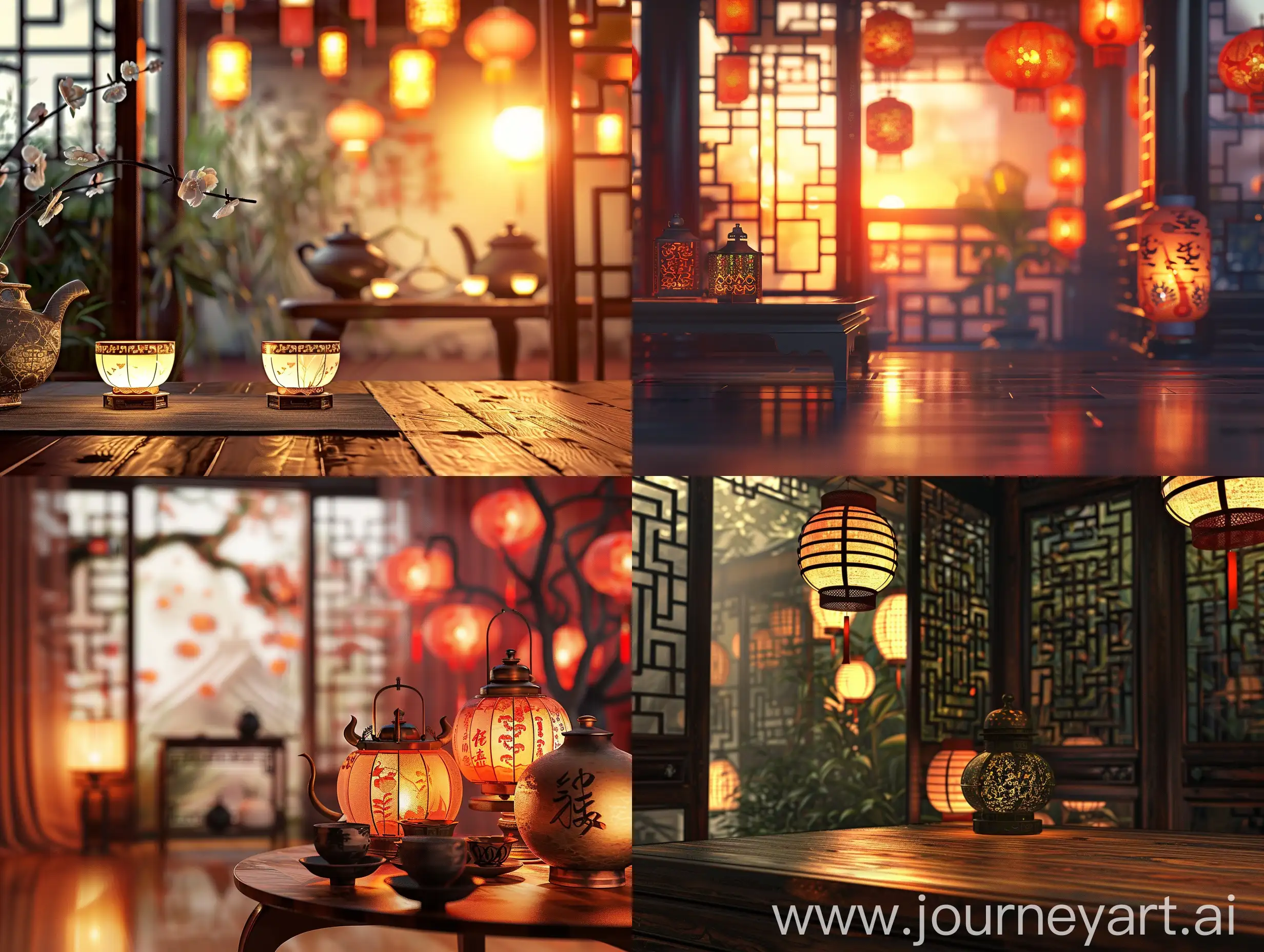 Elegant-Chinese-Style-Dining-Table-with-Lanterns