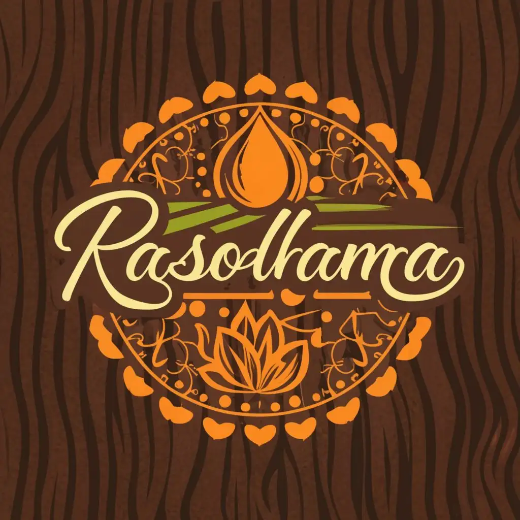 logo, Indian spices, with the text "Rasodhama", typography, be used in Restaurant industry