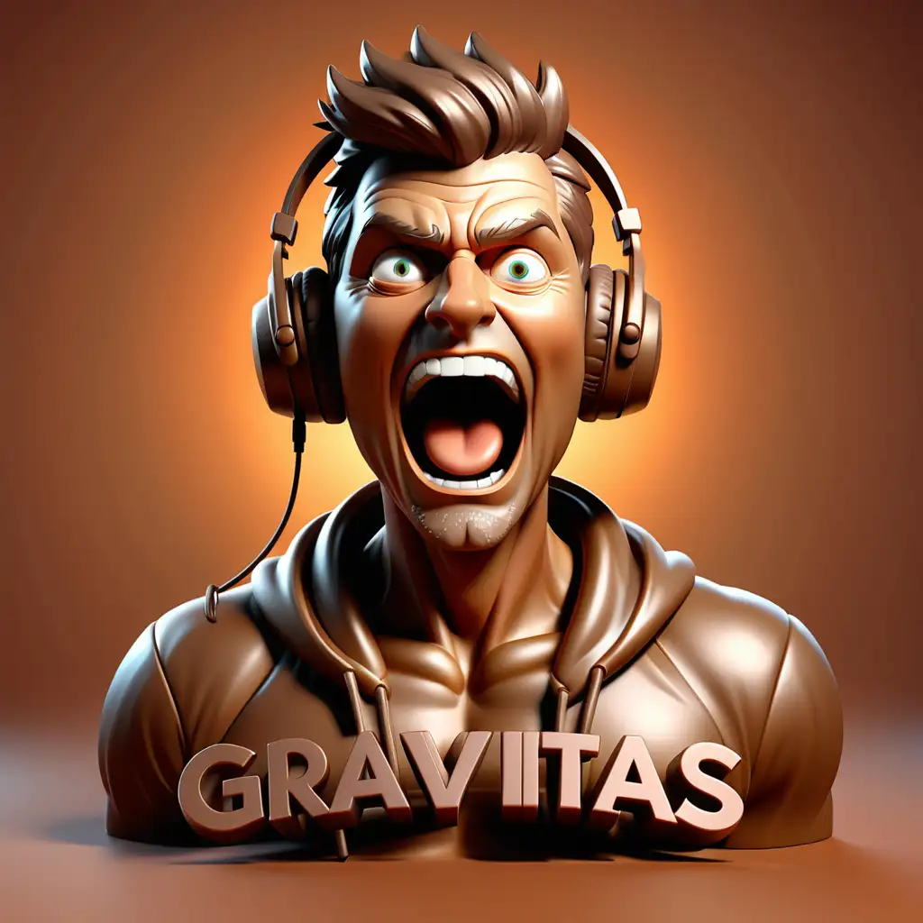 a logo for a podcast called GRAVITAS that is about unleashing the Alpha within a person through risk, selflessness and hard work. The style needs to bronze, 3D and appeal to a mature audience of over-achievers.