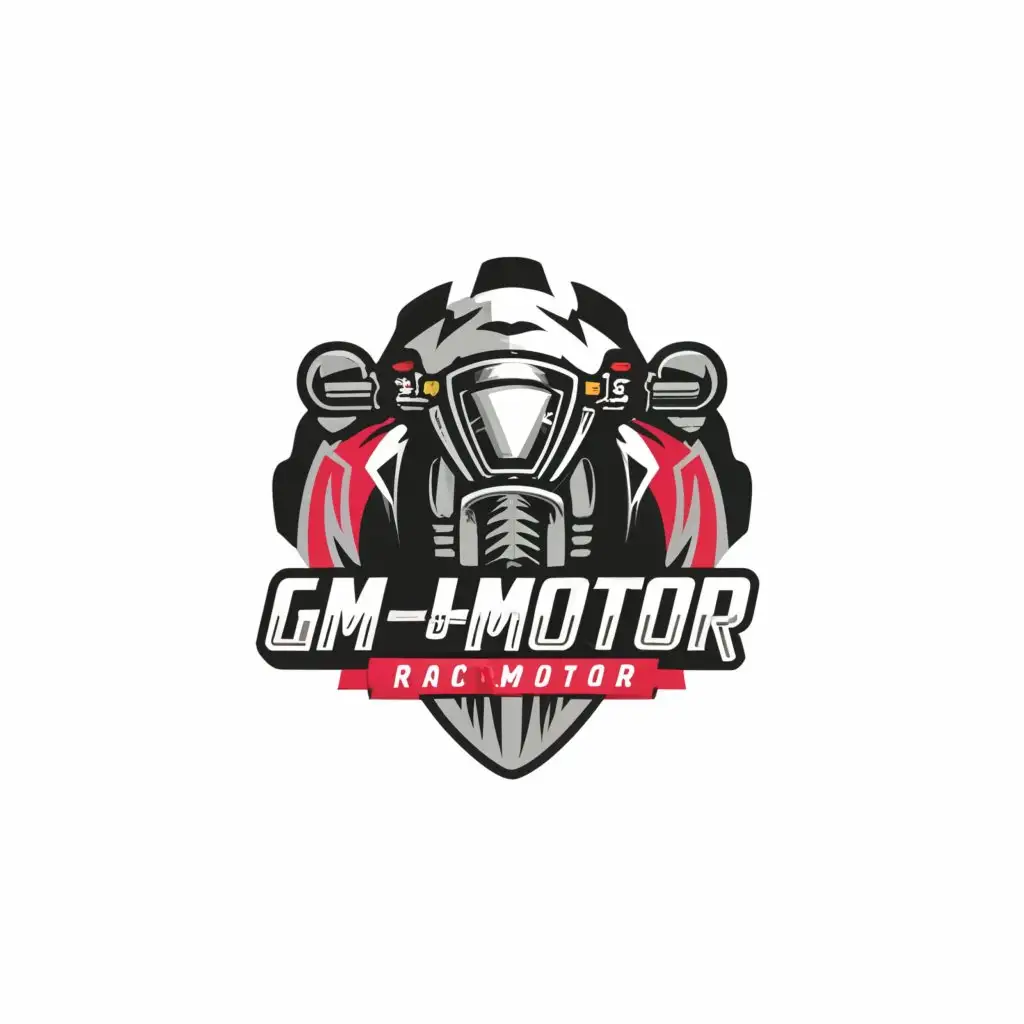 a logo design,with the text "motorcycle and race motorcycle and race helmet for race motorcycle and motor for race motorcycle", main symbol:GM-Motor,Moderate,clear background