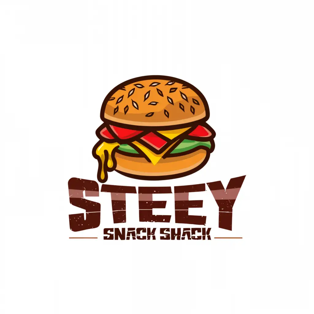 a logo design,with the text "Steezy Snack Shack", main symbol:Cheeseburger,🥤,complex,clear background