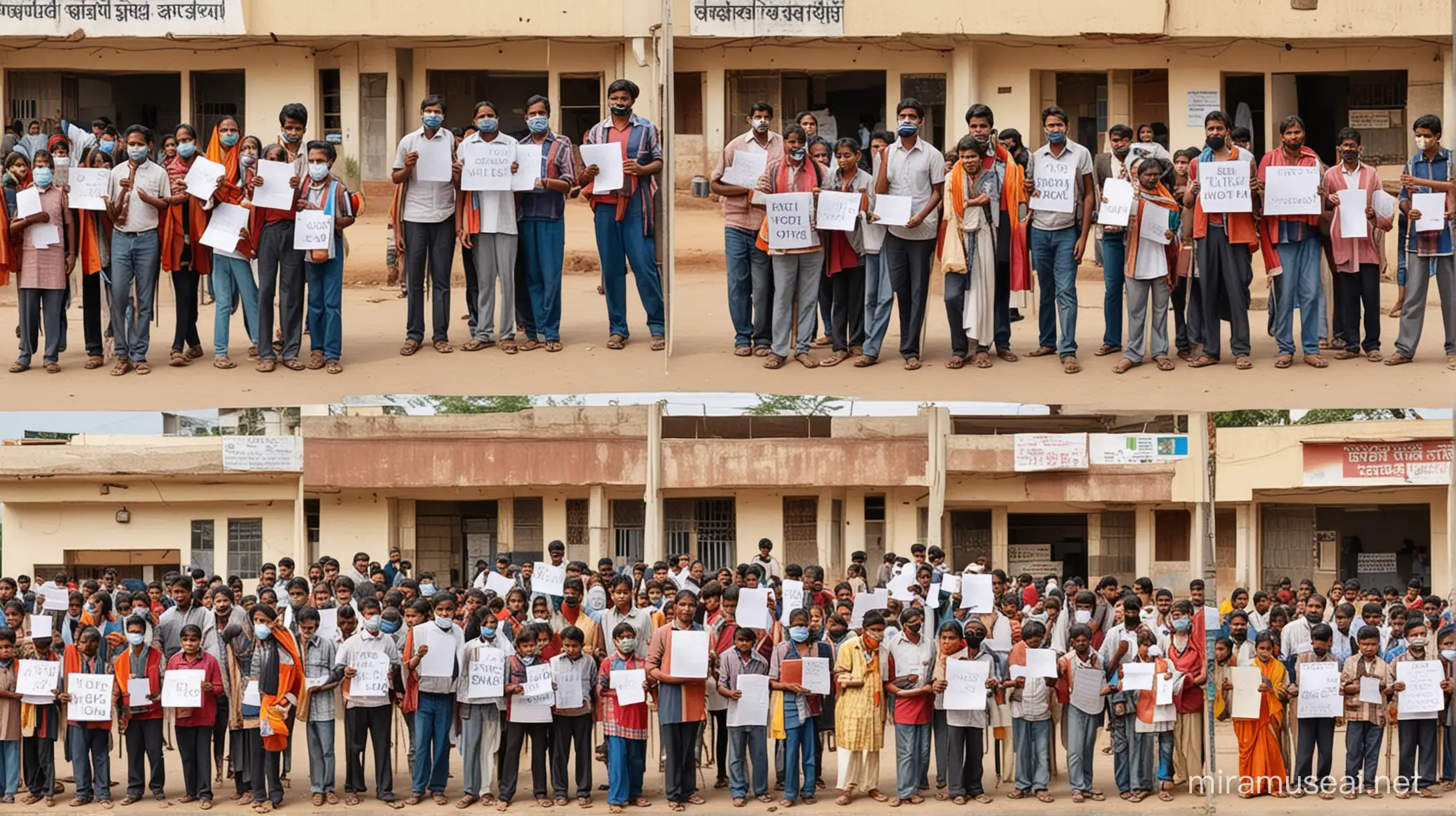 Indians people going to voting  in schools collages